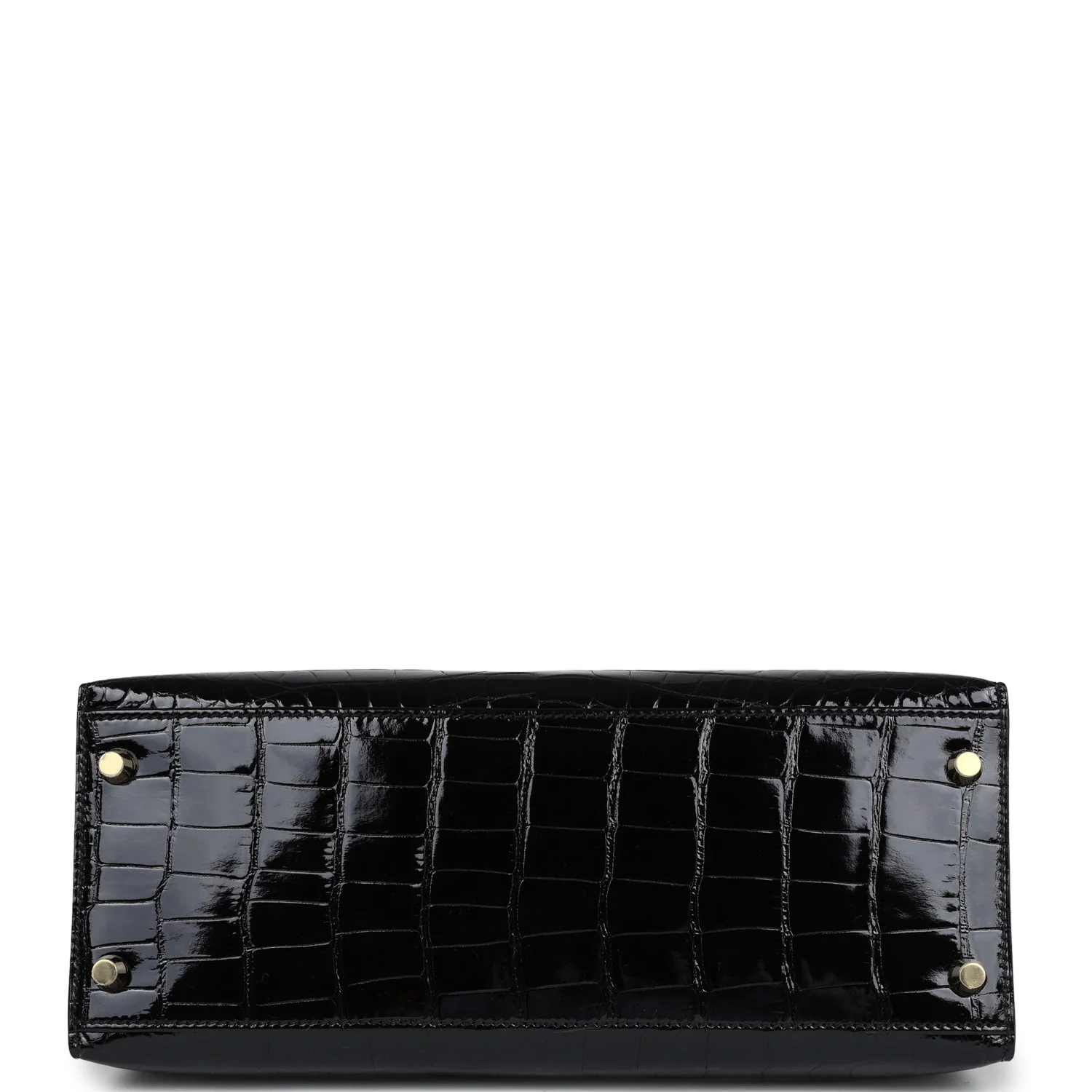Replicate Hermes Kelly Sellier 28 Black Shiny Alligator Gold Hardware(1:1 replica)