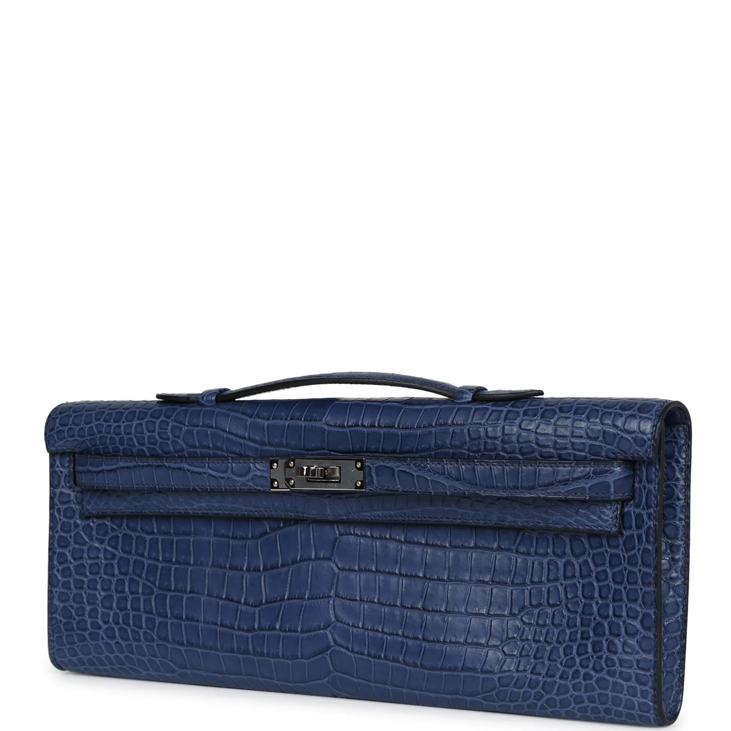 Replicate Hermes Kelly Cut Bleu De Malte Matte Porosus Crocodile Palladium Hardware(1:1 replica)