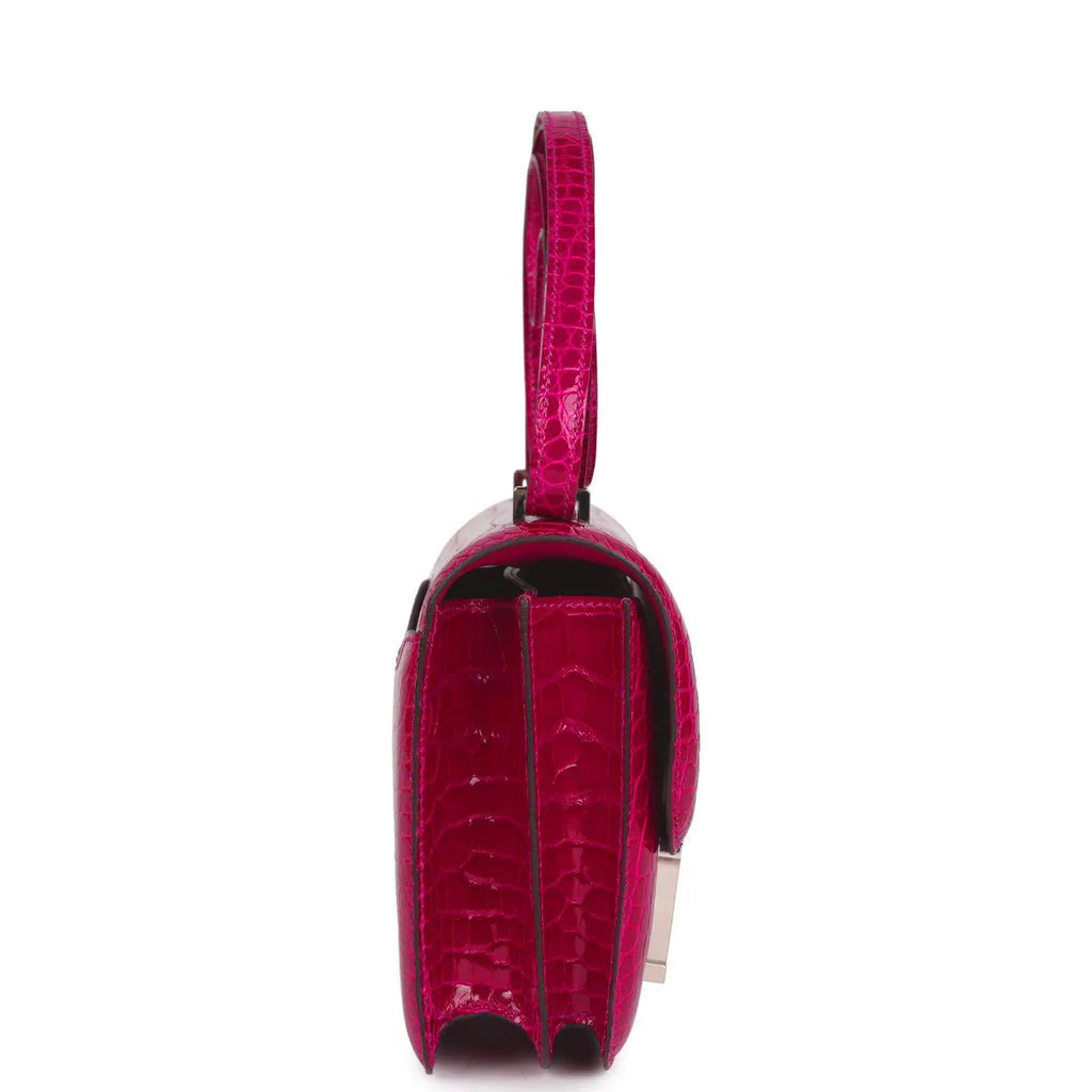 Replicate Hermes Constance 18 Rose Pourpre Shiny Alligator Palladium Hardware(1:1 replica)