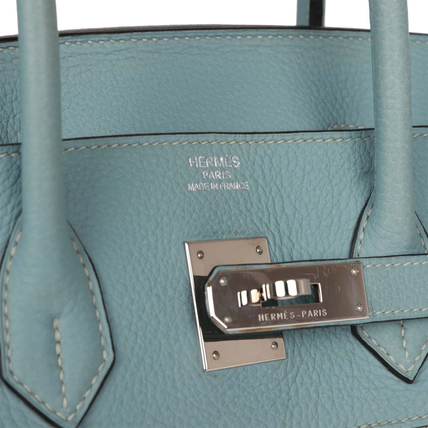Replicate Hermes Birkin 35 Toile H and Ciel Clemence Palladium Hardware(1:1 replica)