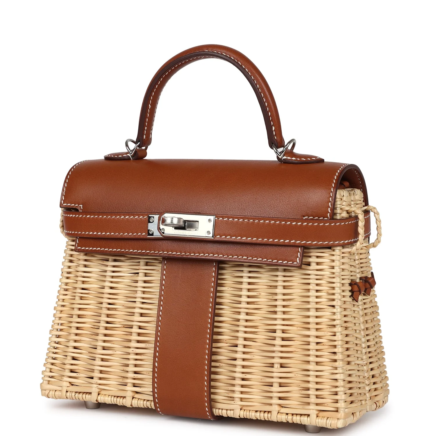Replicate Hermes Mini Picnic Kelly 20 Fauve Barenia Palladium Hardware(1:1 replica)