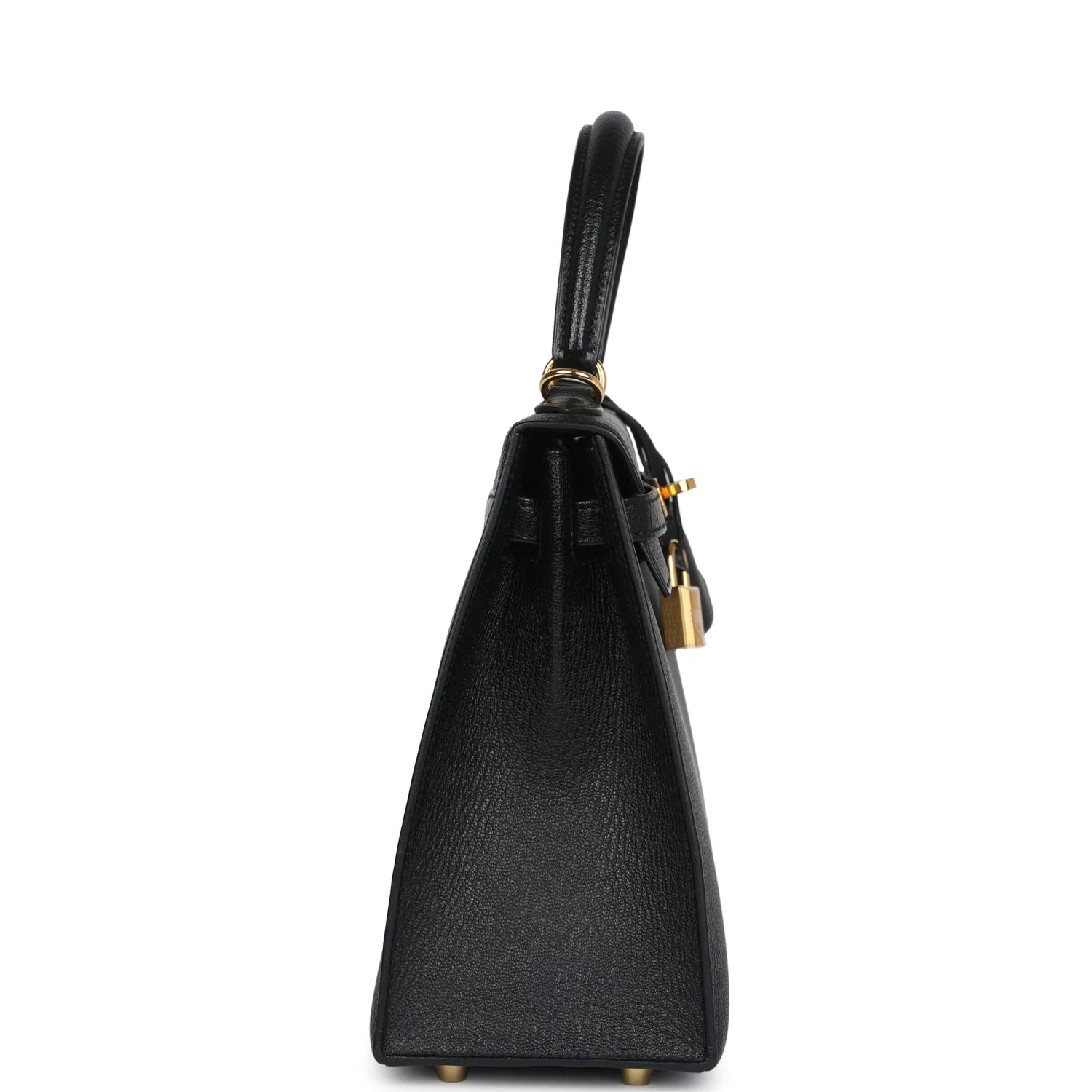 Replicate Hermes Kelly Sellier 25 Black Chevre Mysore Gold Hardware(1:1 replica)