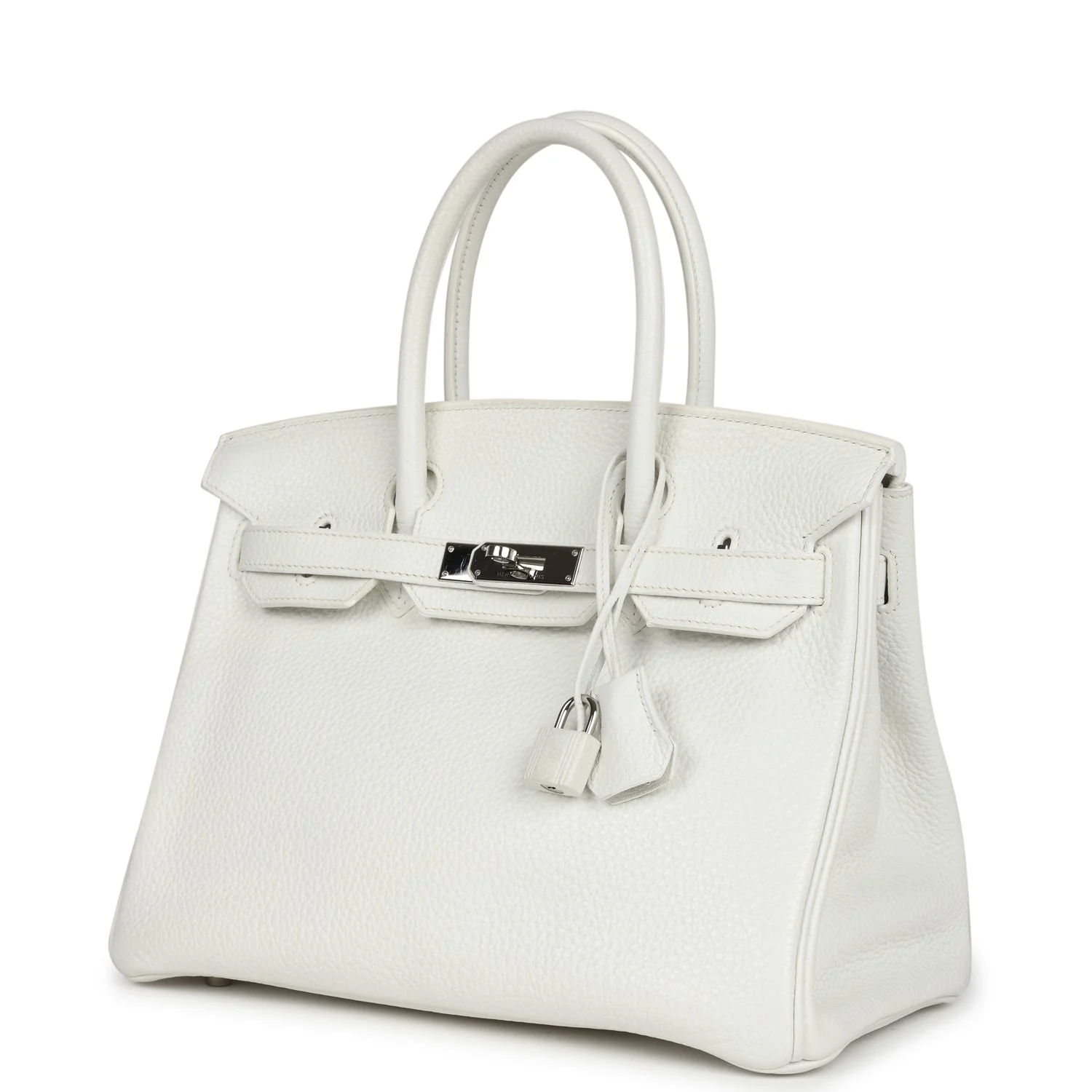 Replicate Hermes Birkin 30 White Clemence Palladium Hardware(1:1 replica)