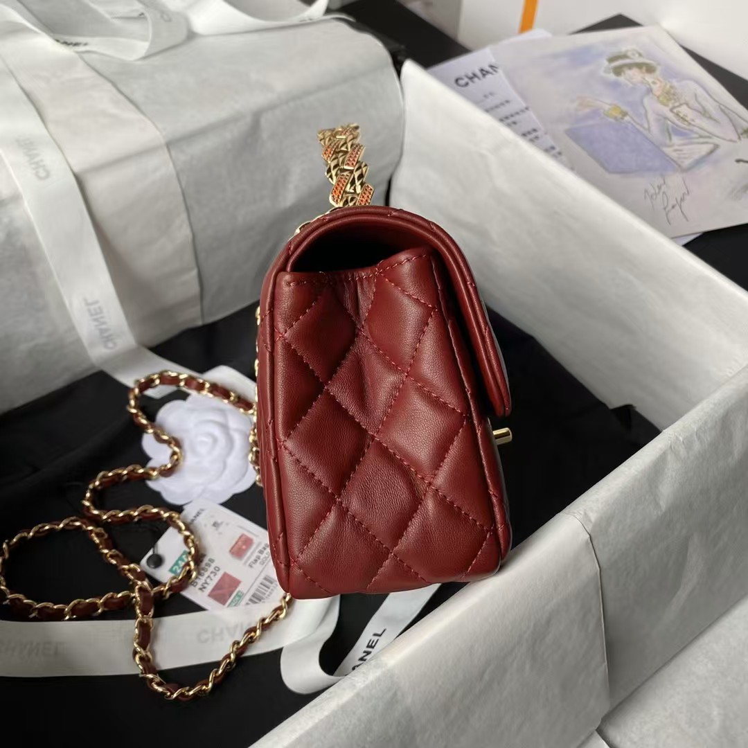 Replicate Chanel 24A AS4924 Mini Flap Bag With Top Handle Red(1:1 replica)