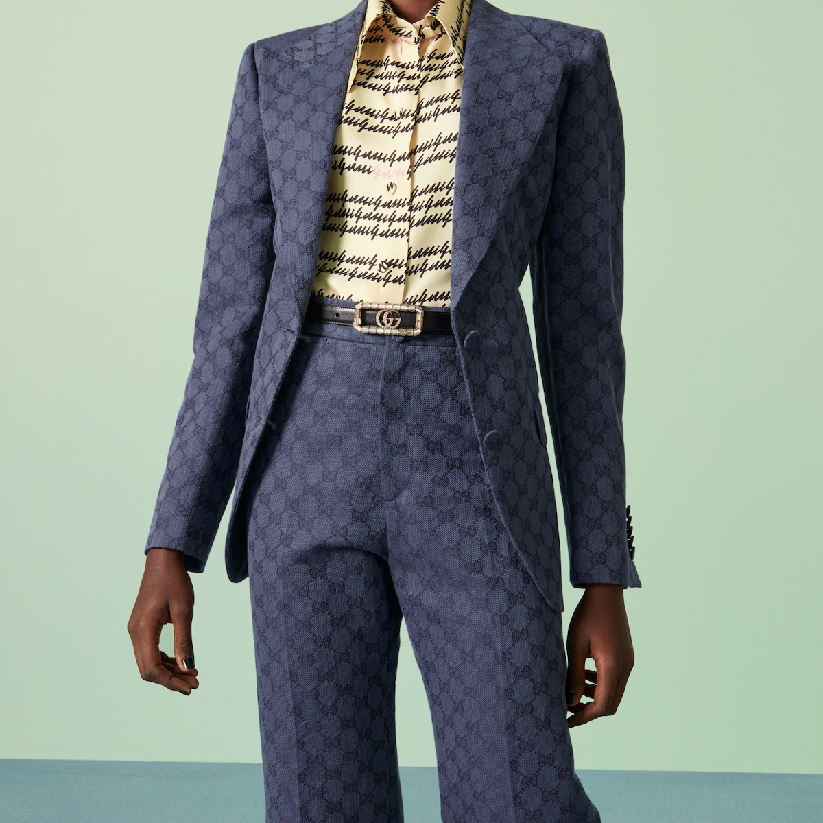 Replicate Thin belt with crystal Double G buckle(1:1 replica)