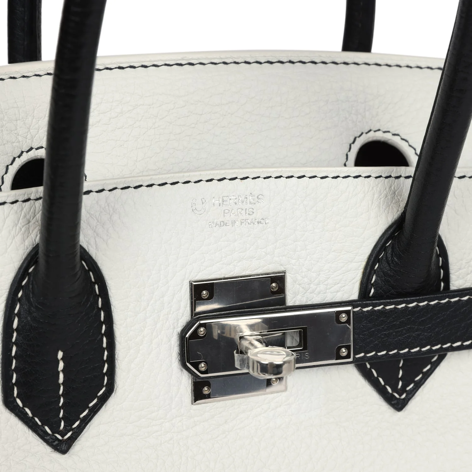 Replicate Hermes Special Order (HSS) Birkin 30 White and Black Clemence Palladium Hardware(1:1 replica)