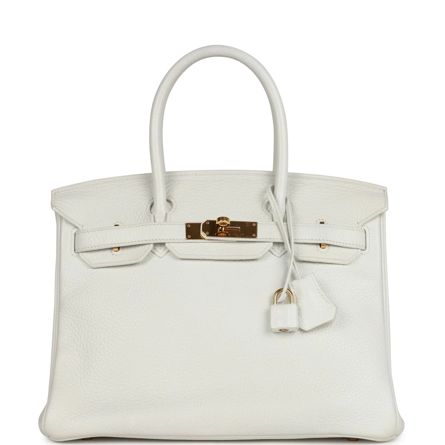 Replicate Hermes Birkin 30 White Clemence Gold Hardware(1:1 replica)