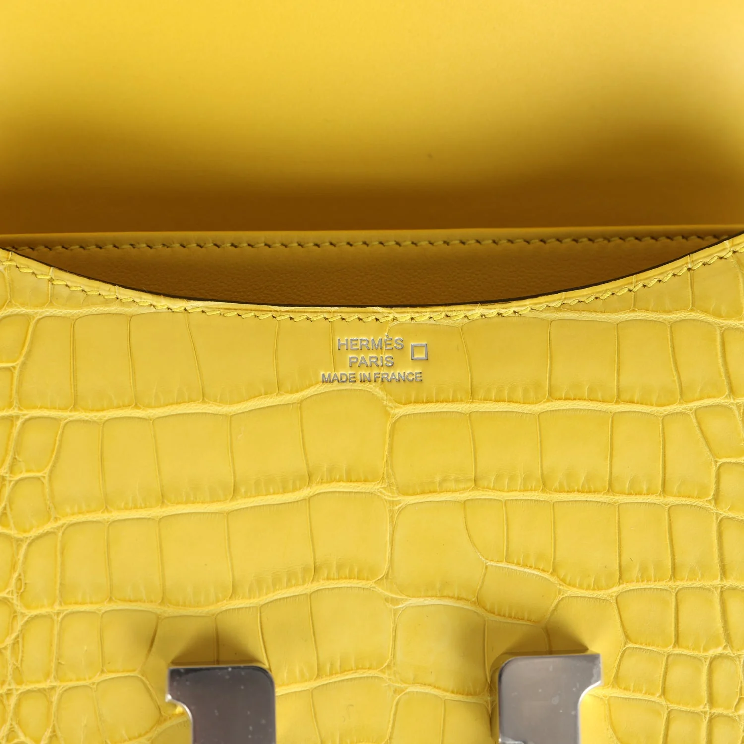 Replicate Hermes Constance 18 Mimosa Matte Alligator Palladium Hardware(1:1 replica)