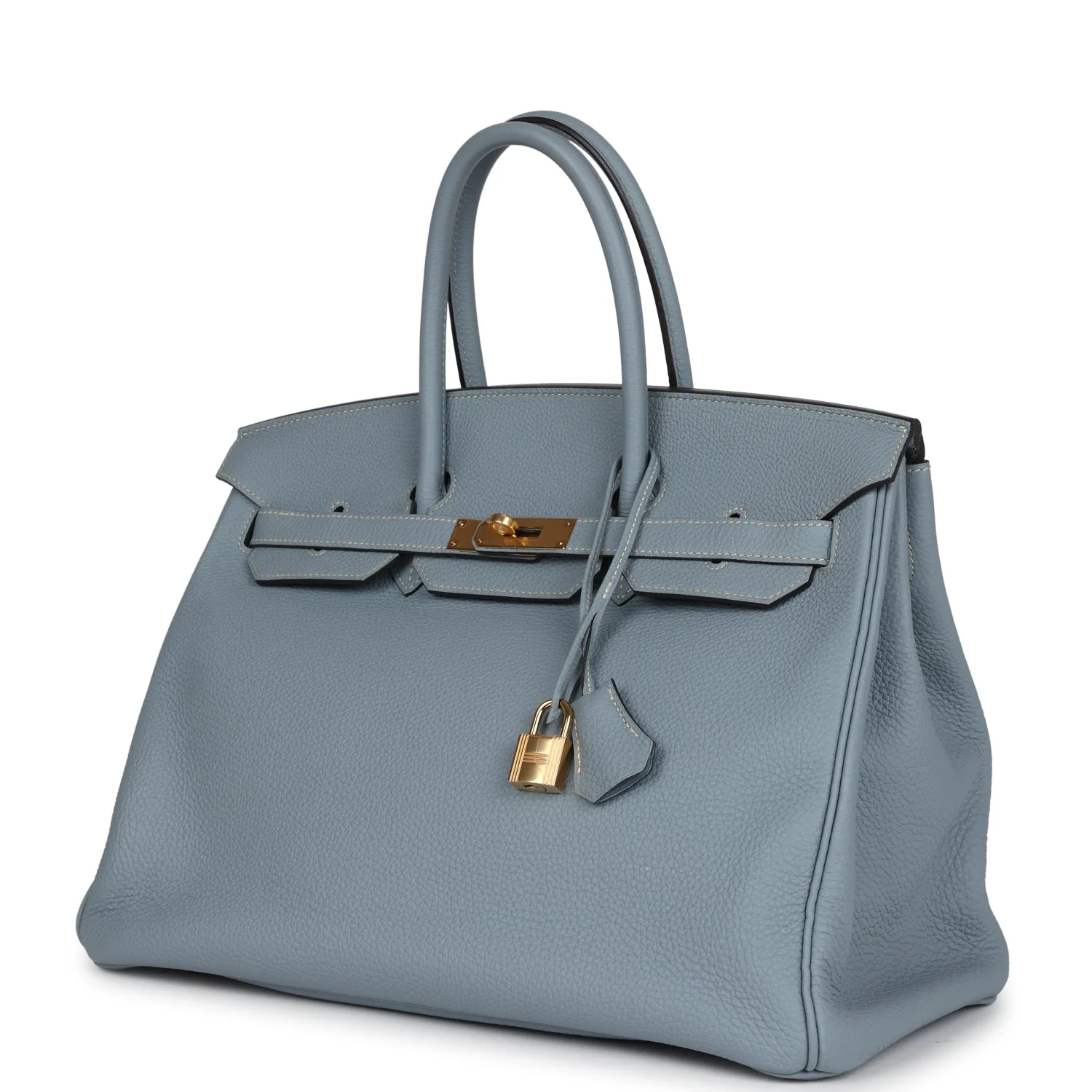Replicate Hermes Birkin 35 Bleu Lin Togo Gold Hardware(1:1 replica)