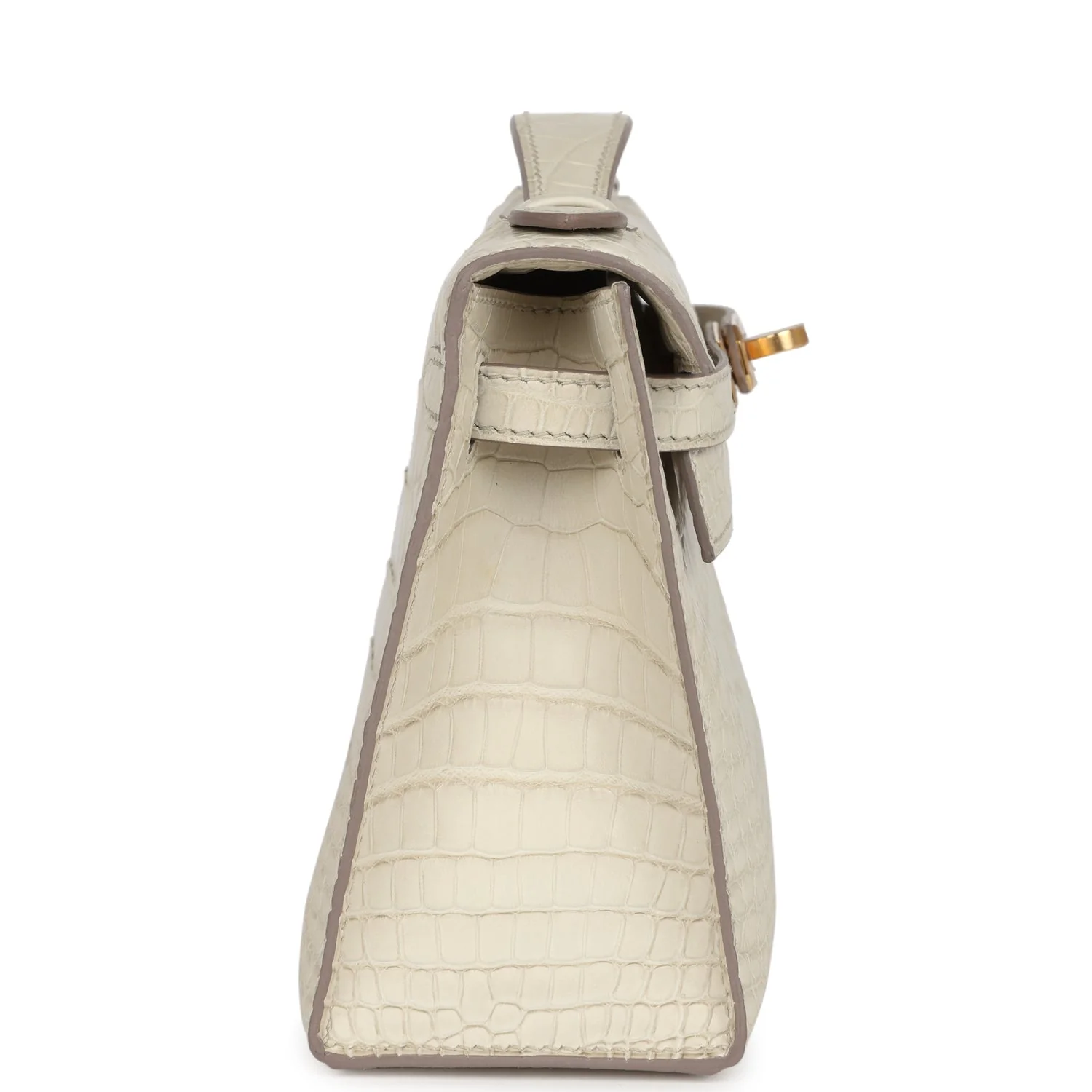 Replicate Hermes Kelly Pochette Beton Matte Alligator Gold Hardware(1:1 replica)