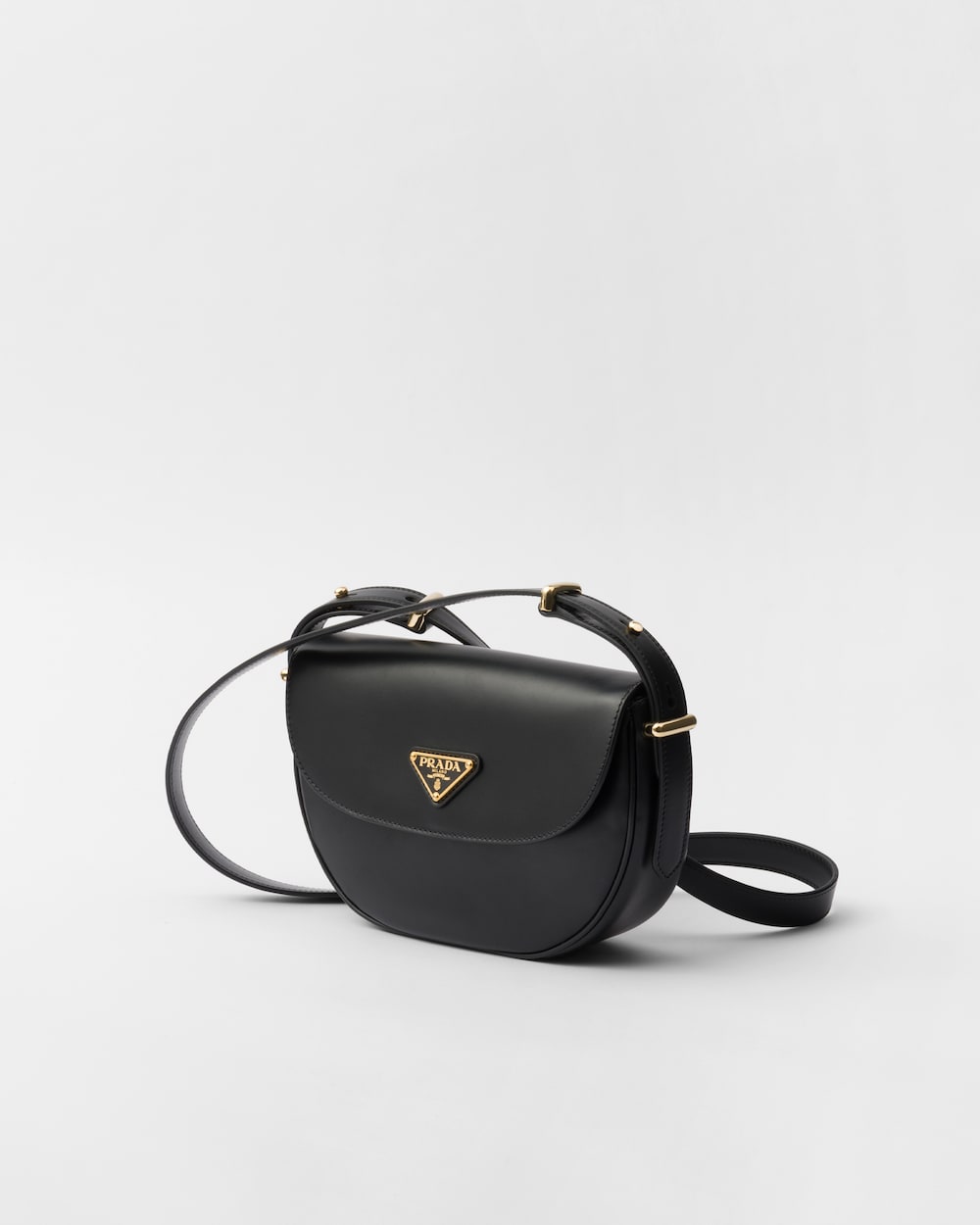 Replicate Prada Arqué Leather Shoulder Bag With Flap(1:1 replica)