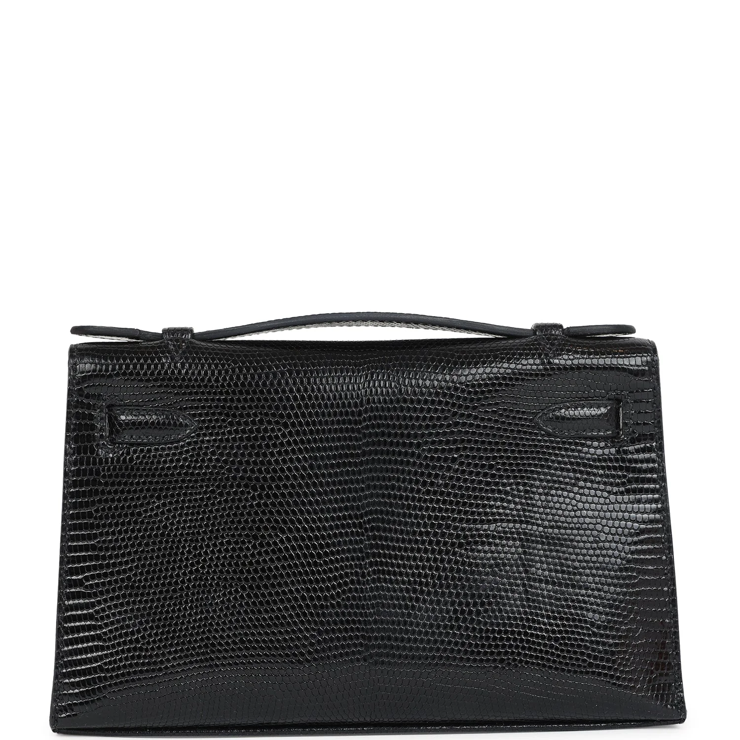 Replicate Hermes Kelly Pochette Black Varanus Niloticus Lizard Gold Hardware(1:1 replica)