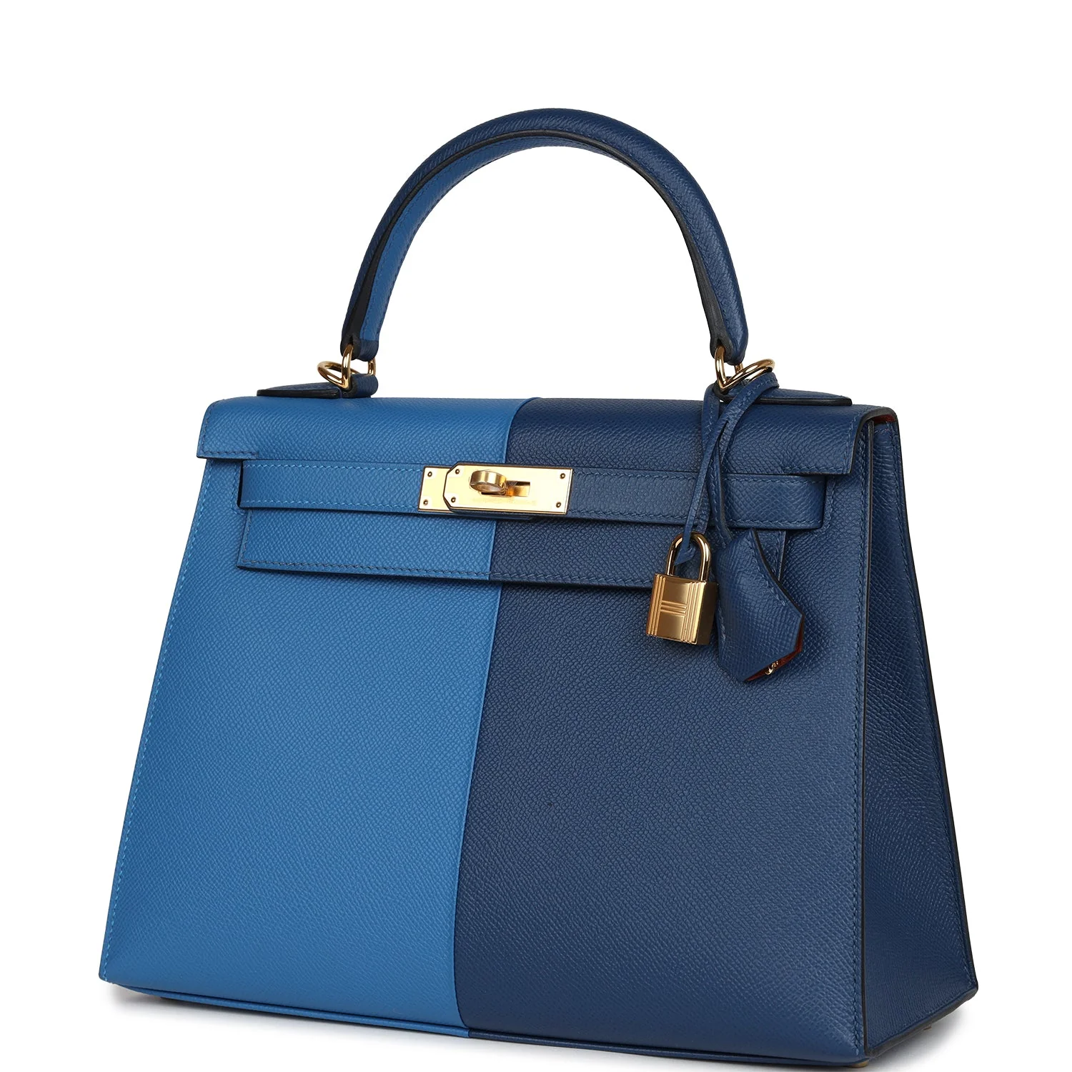Replicate Hermes Kelly Sellier 28 Casaque Deep Bleu and Mykonos Epsom Gold Hardware(1:1 replica)
