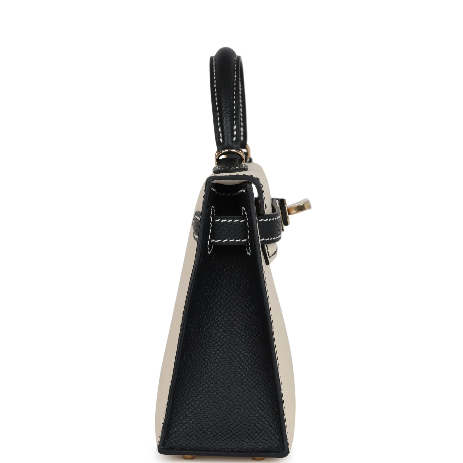 Replicate Hermes Special Order (HSS) Kelly Sellier 20 Craie and Black Epsom Permabrass Hardware(1:1 replica)