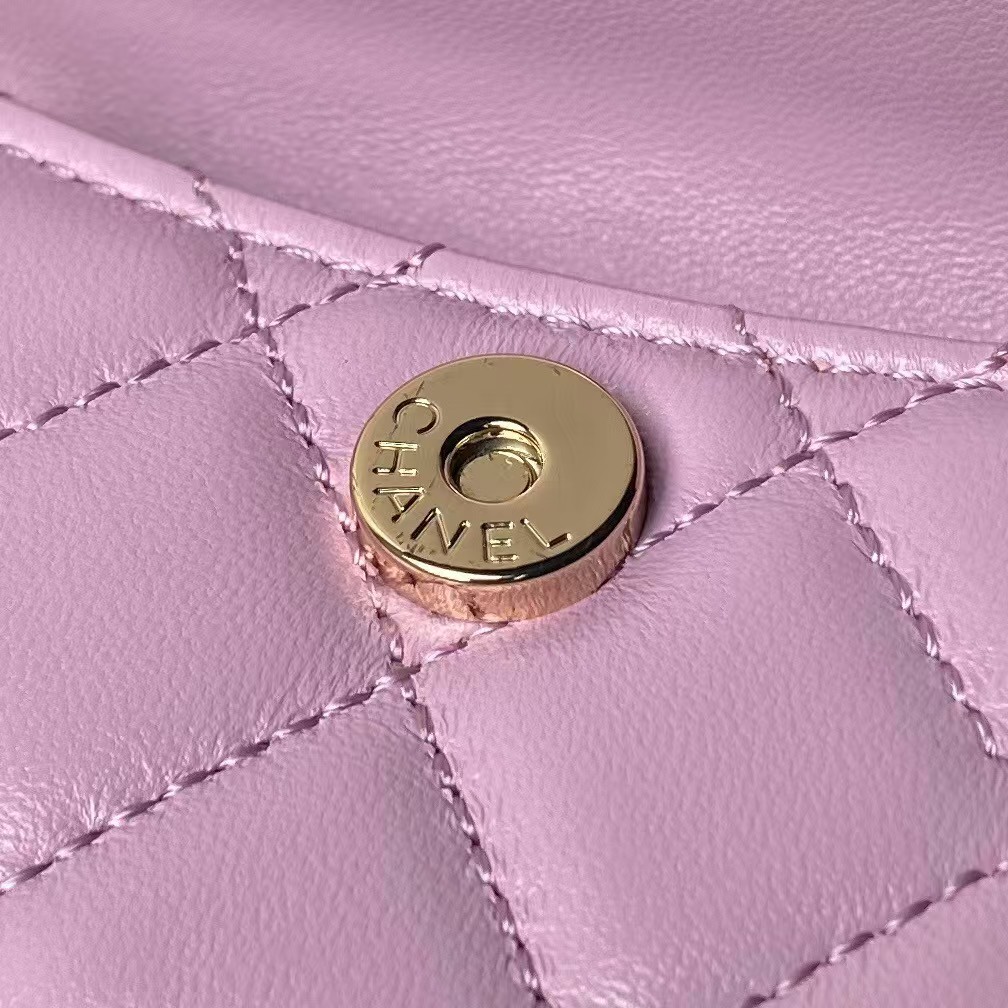 Replicate Chanel 24C AP3573 Mini Backpack Lambskin Gold Metal Purple(1:1 replica)
