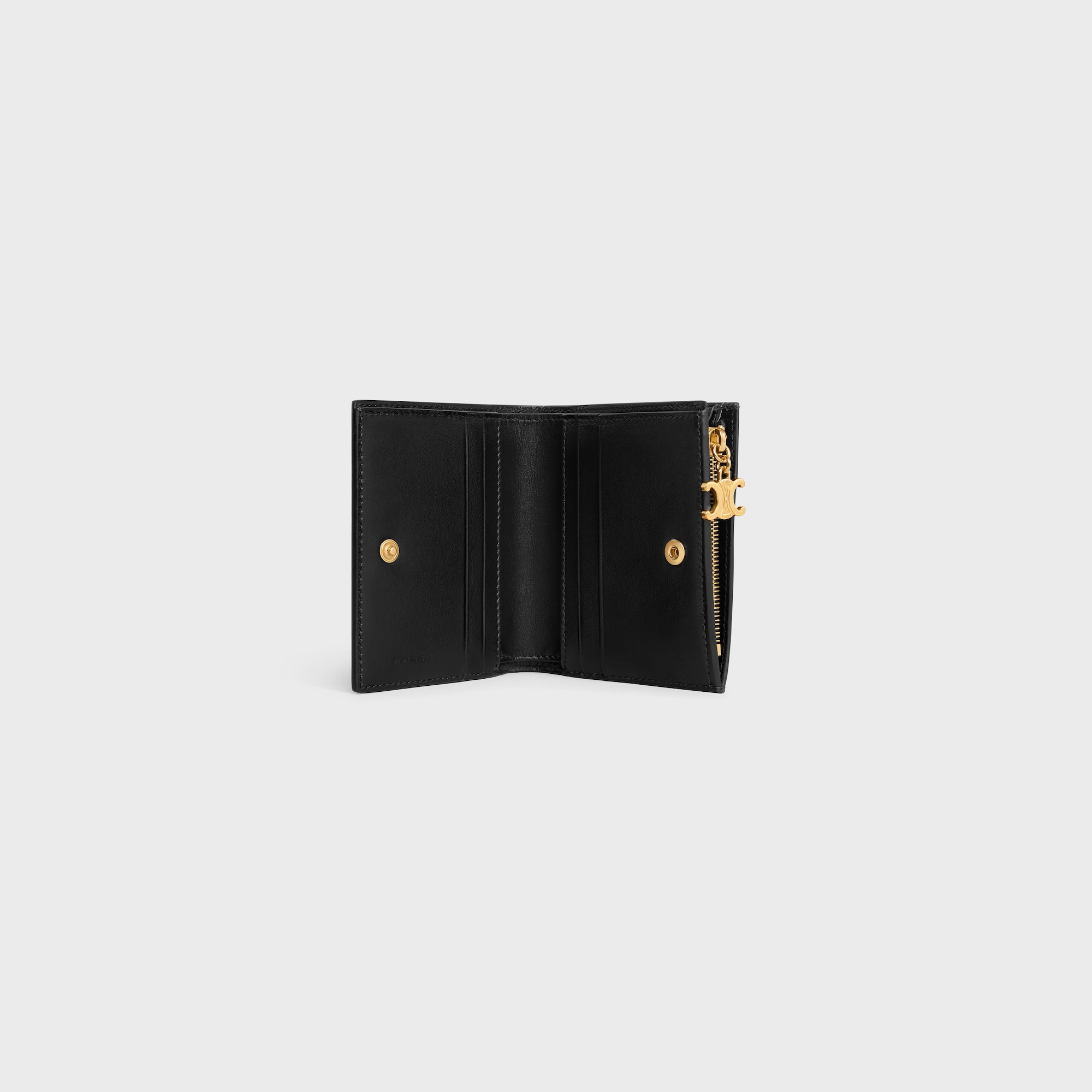 Replicate COMPACT WALLET TRIOMPHE CHARMS IN GRAINED CALFSKIN BLACK(1:1 replica)