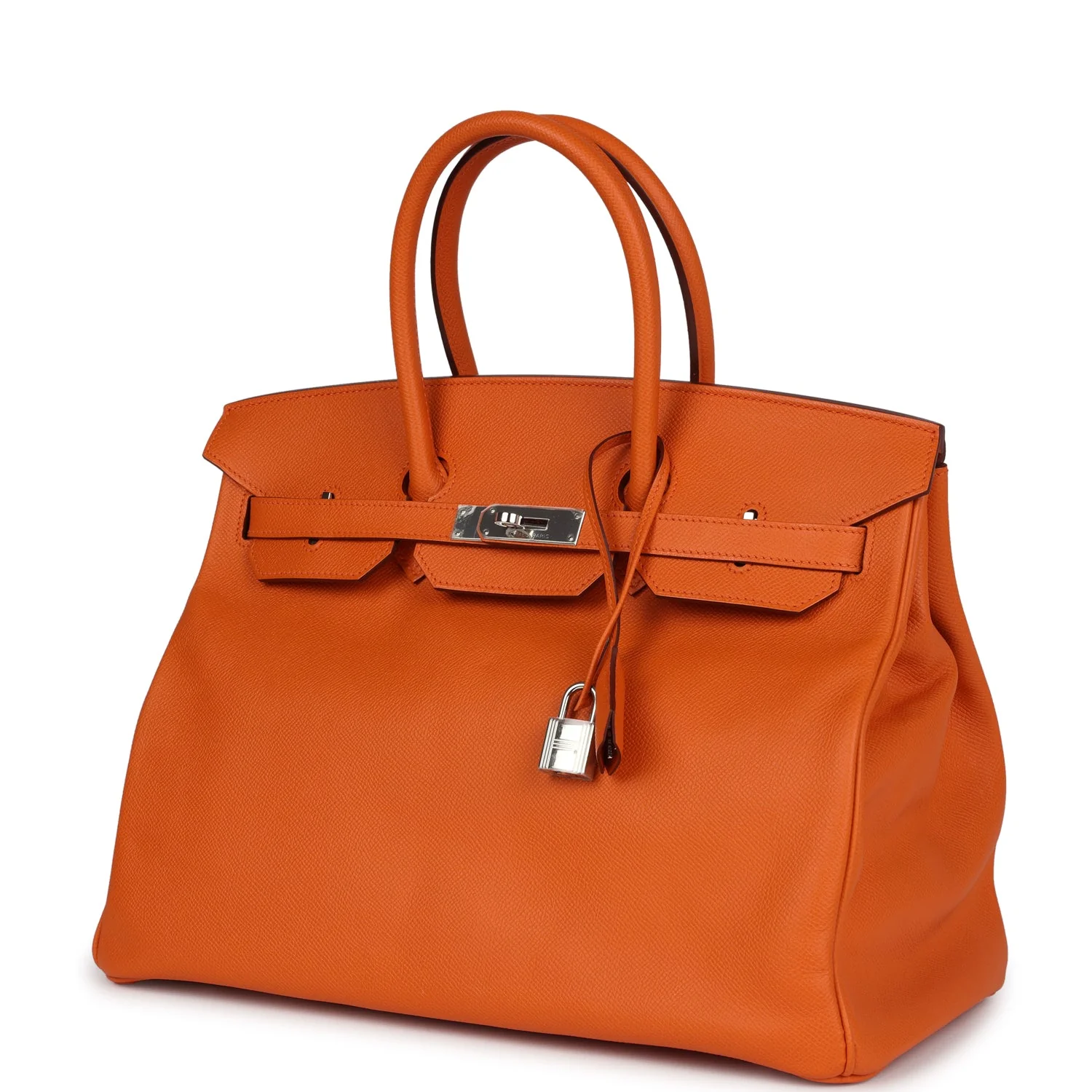 Replicate Hermes Birkin 35 Orange Epsom Palladium Hardware(1:1 replica)