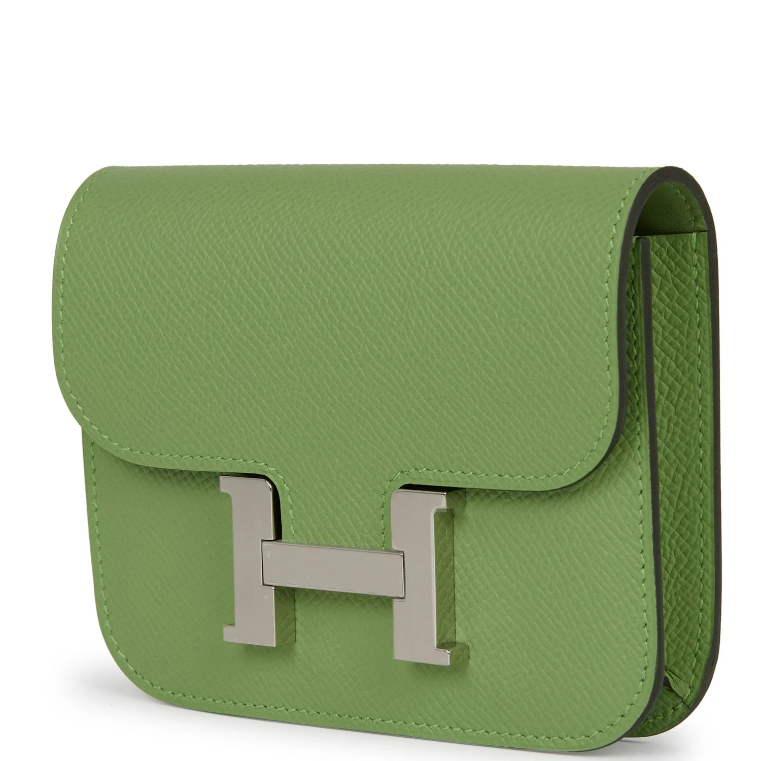 Replicate Hermes Constance Slim Wallet Vert Criquet Epsom Palladium Hardware(1:1 replica)