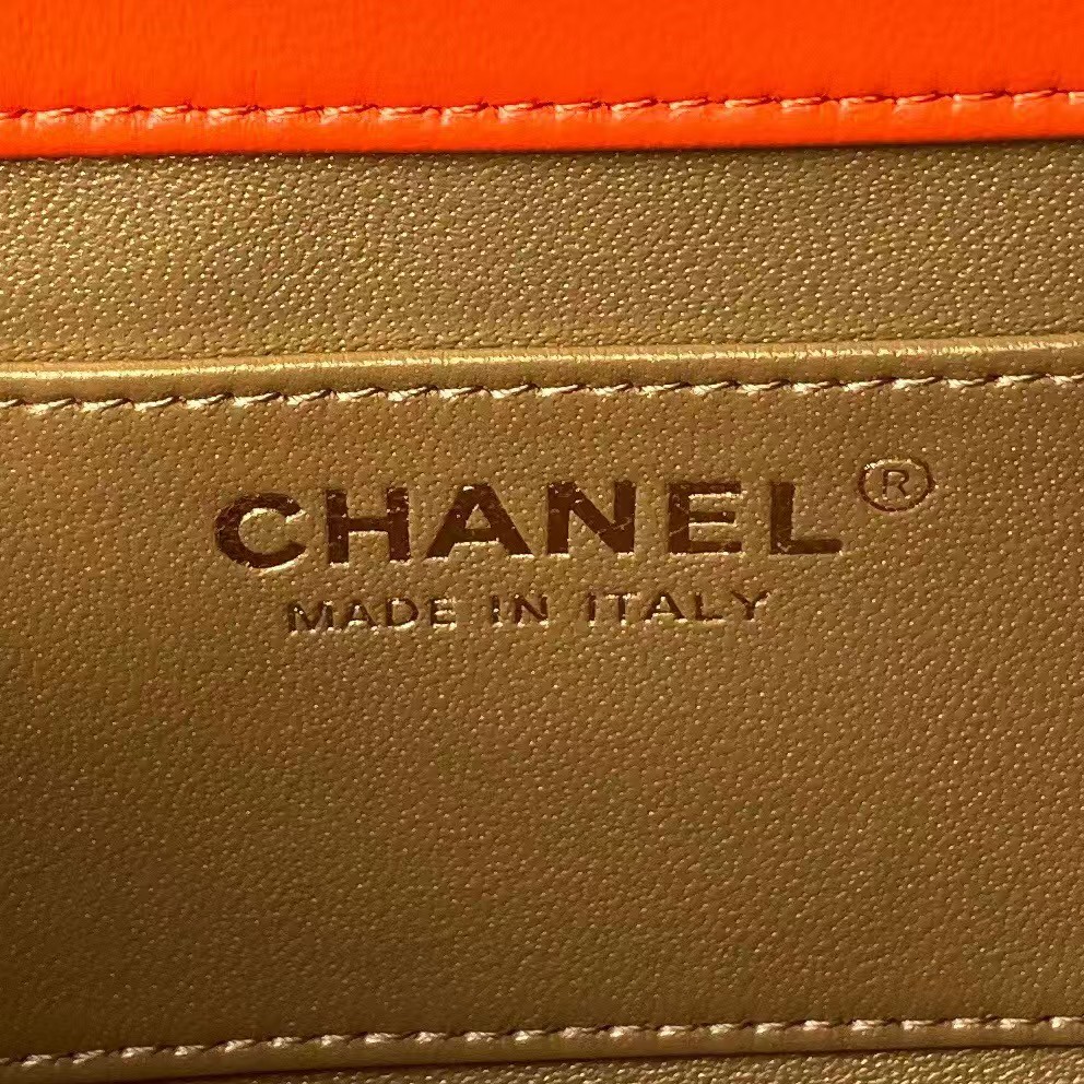 Replicate Chanel AS4861 Small Flap Bag Pearl Lambskin Faux Pearl   Gold Metal Orange(1:1 replica)