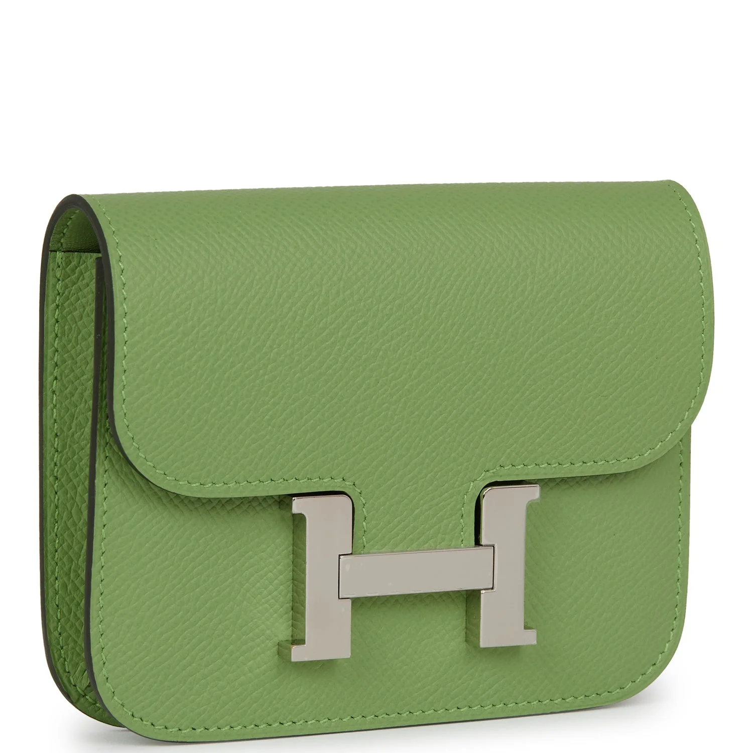 Replicate Hermes Constance Slim Wallet Vert Criquet Epsom Palladium Hardware(1:1 replica)