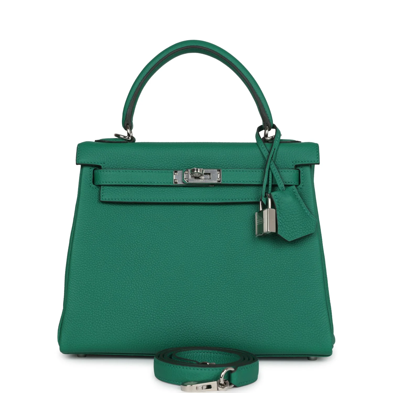 Replicate Hermes Kelly Retourne 25 Vert Vertigo Togo Palladium Hardware(1:1 replica)