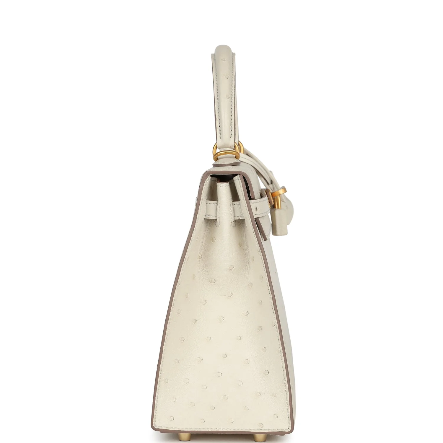 Replicate Hermes Special Order (HSS) Kelly Sellier 25 Beton Ostrich Verso Brushed Gold Hardware(1:1 replica)