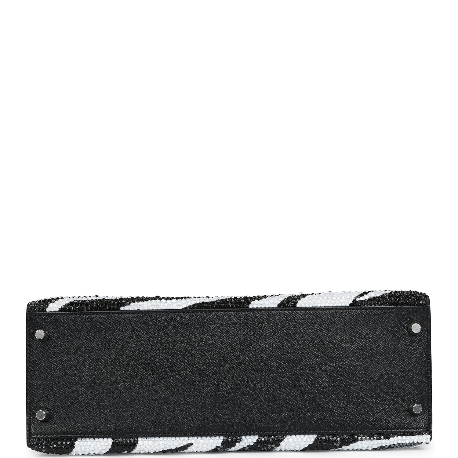 Replicate Custom Zebra Swarovski Crystal Hermes Kelly Sellier 32 Black Epsom Palladium Hardware(1:1 replica)