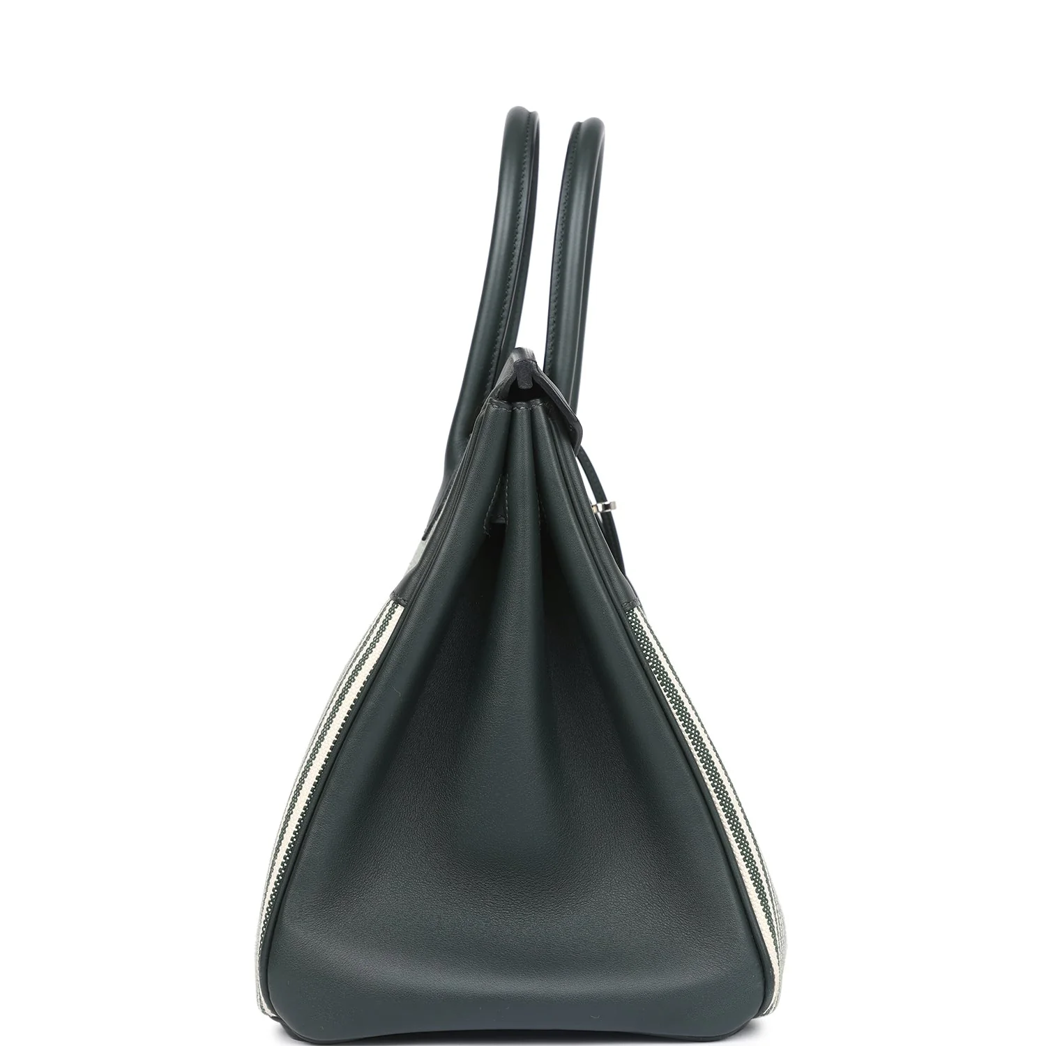 Replicate Hermes Birkin 35 Toile Riga and Vert Anglais Swift Palladium Hardware(1:1 replica)