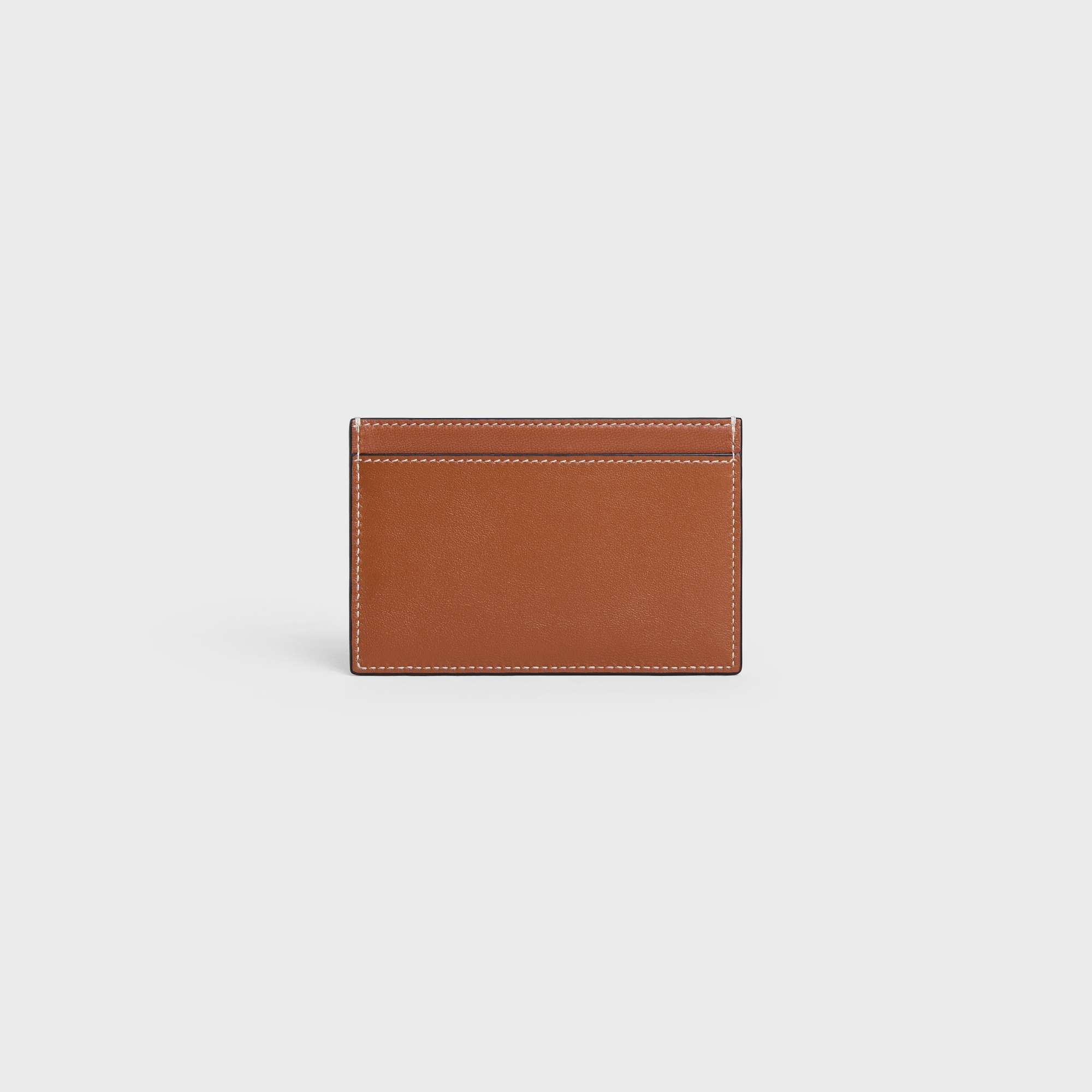 Replicate CARD HOLDER CUIR TRIOMPHE IN SHINY CALFSKIN TAN(1:1 replica)