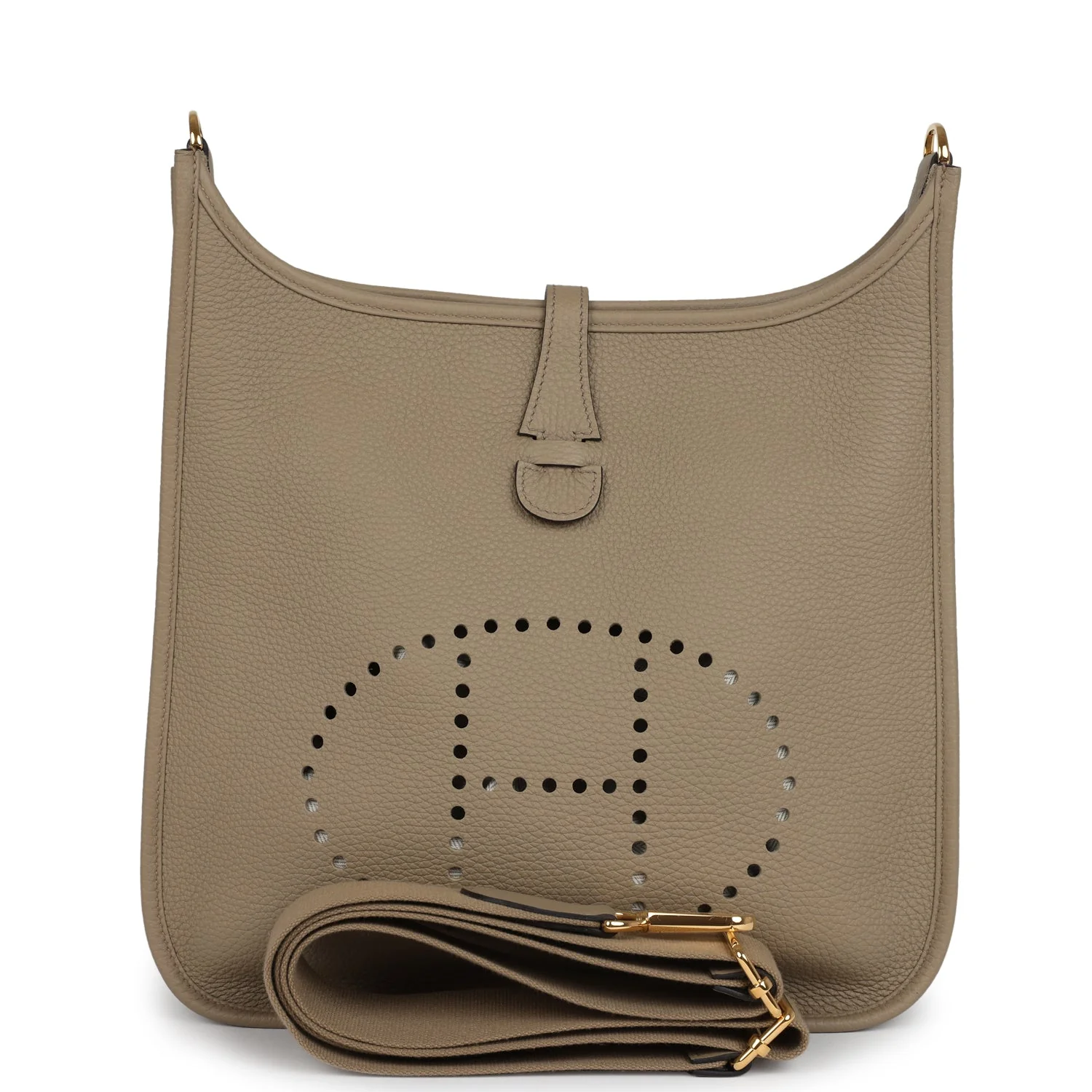 Replicate Hermes Evelyne III PM Beige Marfa Clemence Gold Hardware(1:1 replica)