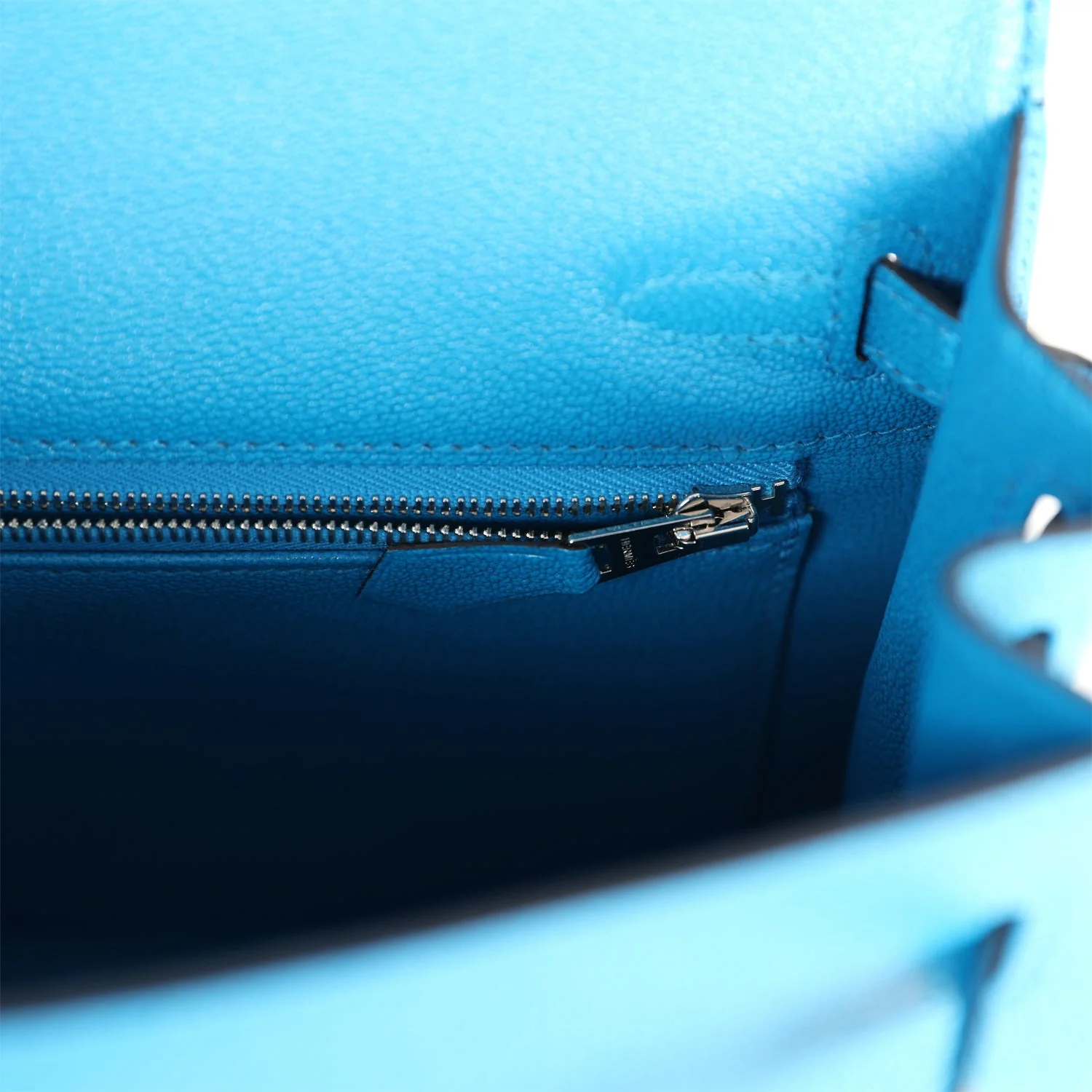 Replicate Hermes Kelly Sellier 25 Bleu Zanzibar Chevre Palladium Hardware(1:1 replica)