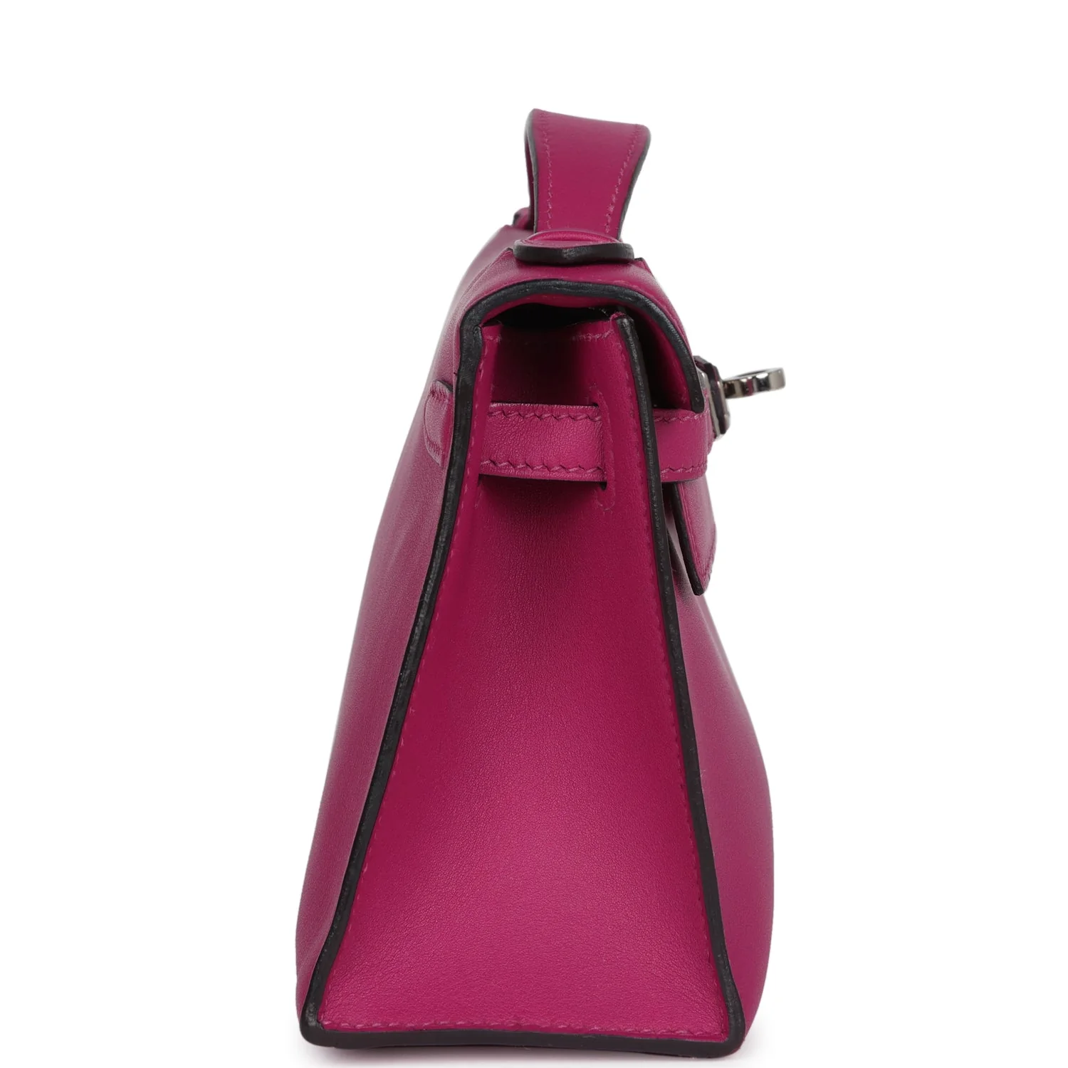 Replicate Hermes Kelly Pochette Rose Pourpre Swift Palladium Hardware(1:1 replica)