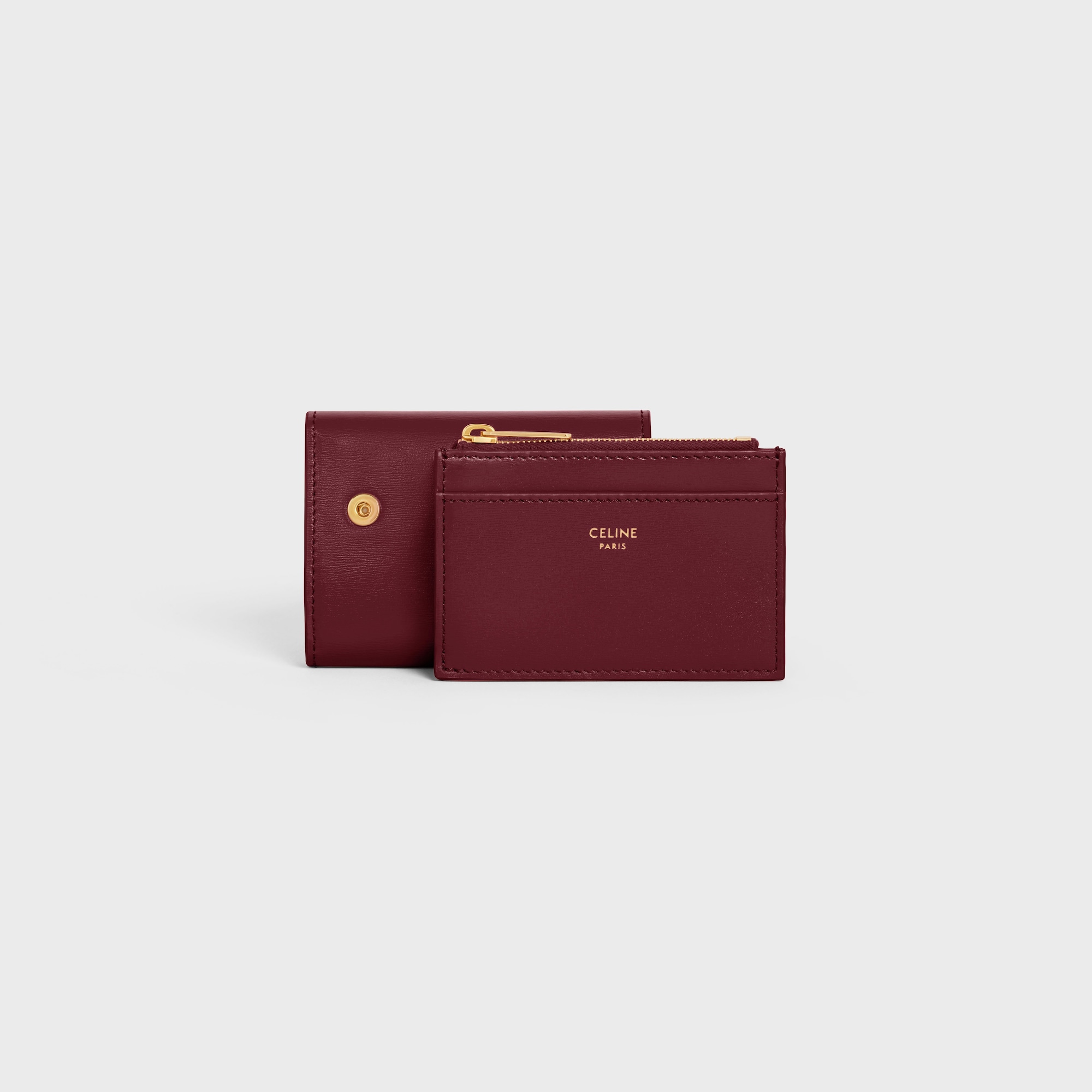 Replicate COMPACT WALLET WITH COIN TRIOMPHE IN SHINY CALFSKIN LIGHT BURGUNDY(1:1 replica)