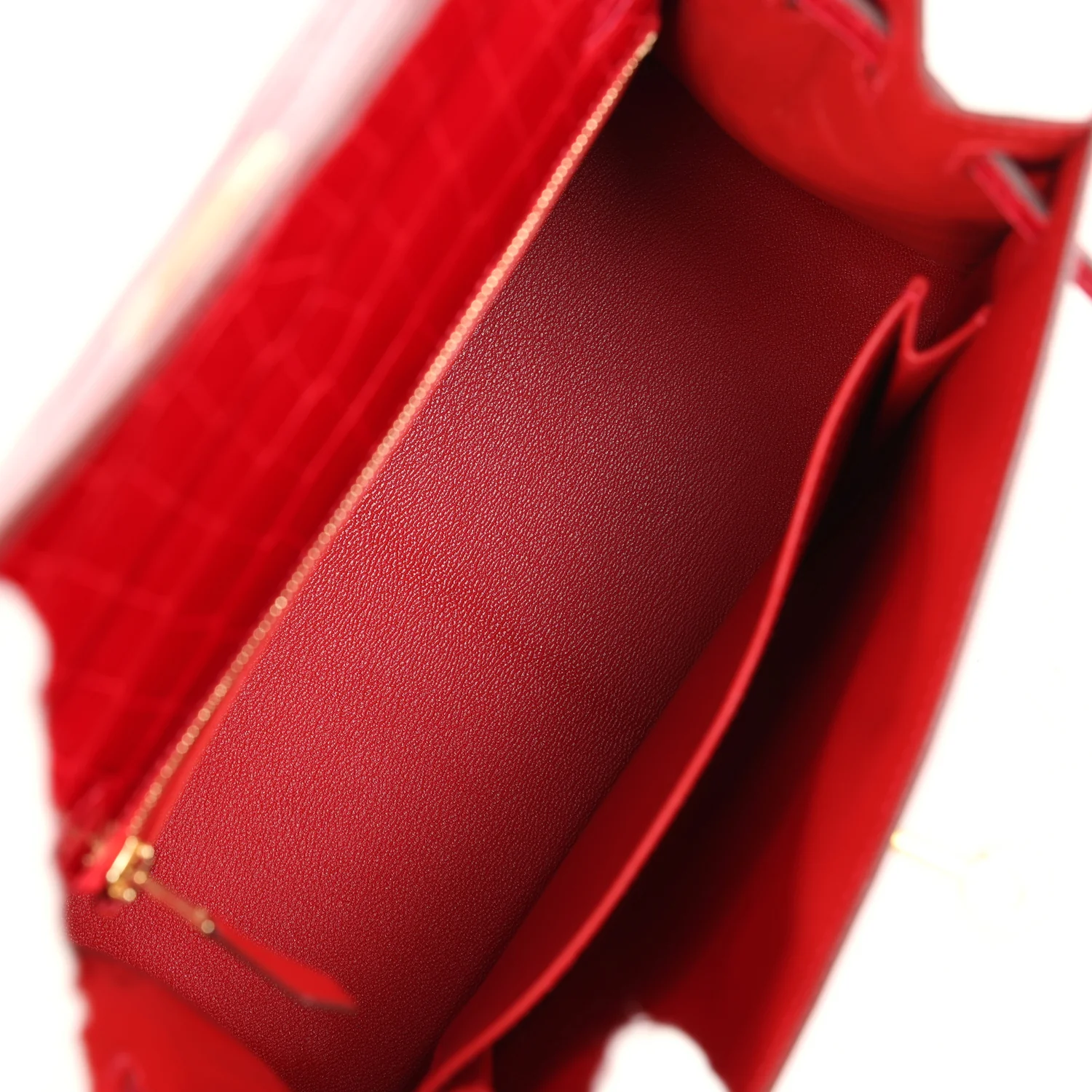 Replicate Hermes Kelly 25 Sellier Braise Shiny Alligator Mississippiensis Gold Hardware(1:1 replica)