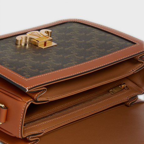Replicate CLASSIQUE TRIOMPHE BAG IN TRIOMPHE CANVAS AND CALFSKIN TAN(1:1 replica)