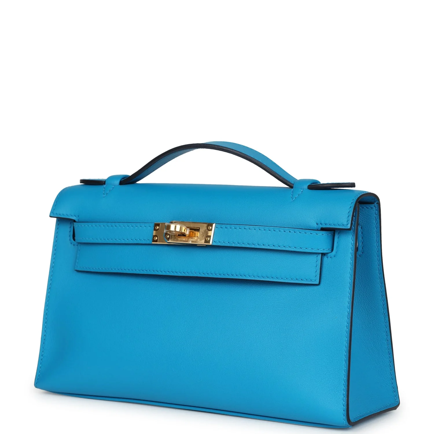 Replicate Hermes Kelly Pochette Bleu Frida Swift Gold Hardware(1:1 replica)