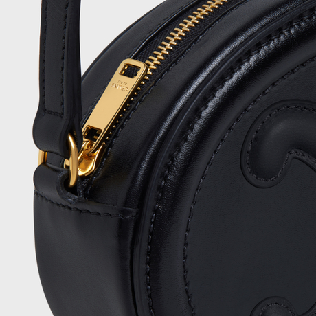 Replicate CROSSBODY OVAL PURSE CUIR TRIOMPHE IN SMOOTH CALFSKIN BLACK(1:1 replica)