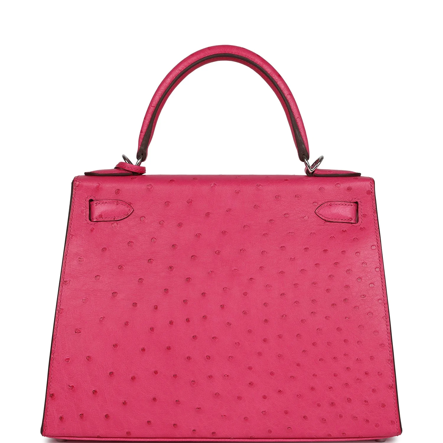 Replicate Hermes Kelly Sellier 28 Rose Tyrien Ostrich Palladium Hardware(1:1 replica)