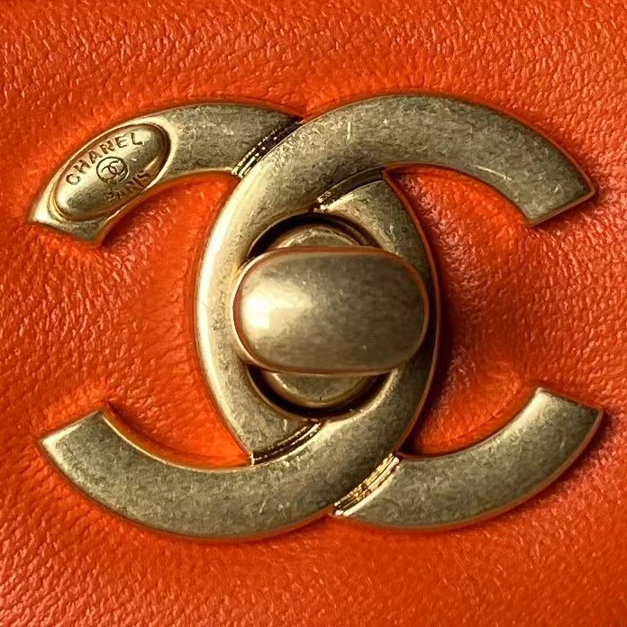 Replicate Chanel AS4868 Mini Flap Bag Pearl Lambskin Faux Pearl   Gold Metal Orange(1:1 replica)