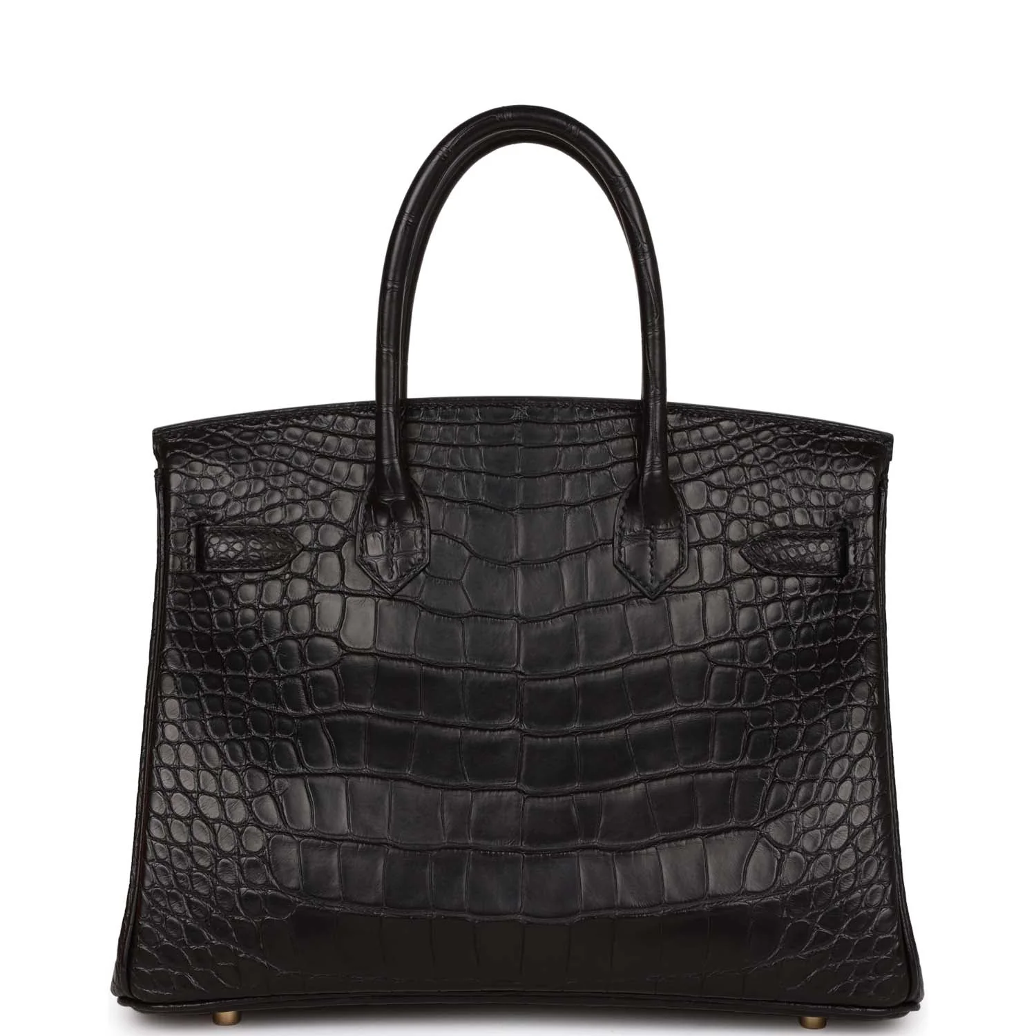 Replicate Hermes Birkin 30 Black Matte Alligator Gold Hardware(1:1 replica)