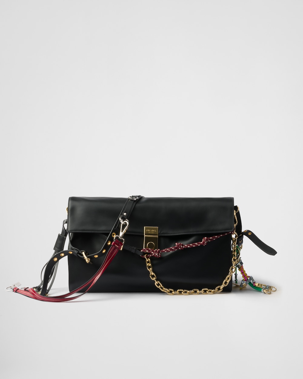 Replicate Prada Soft Sound Large Leather Shoulder Bag With Charms(1:1 replica)