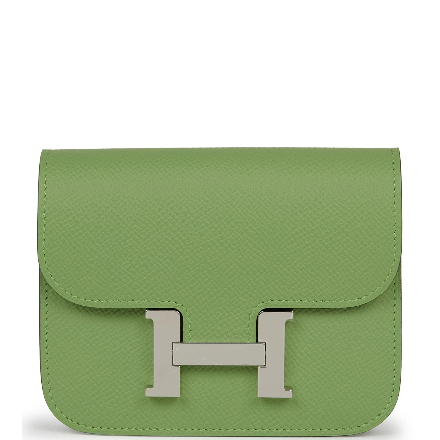 Replicate Hermes Constance Slim Wallet Vert Criquet Epsom Palladium Hardware(1:1 replica)