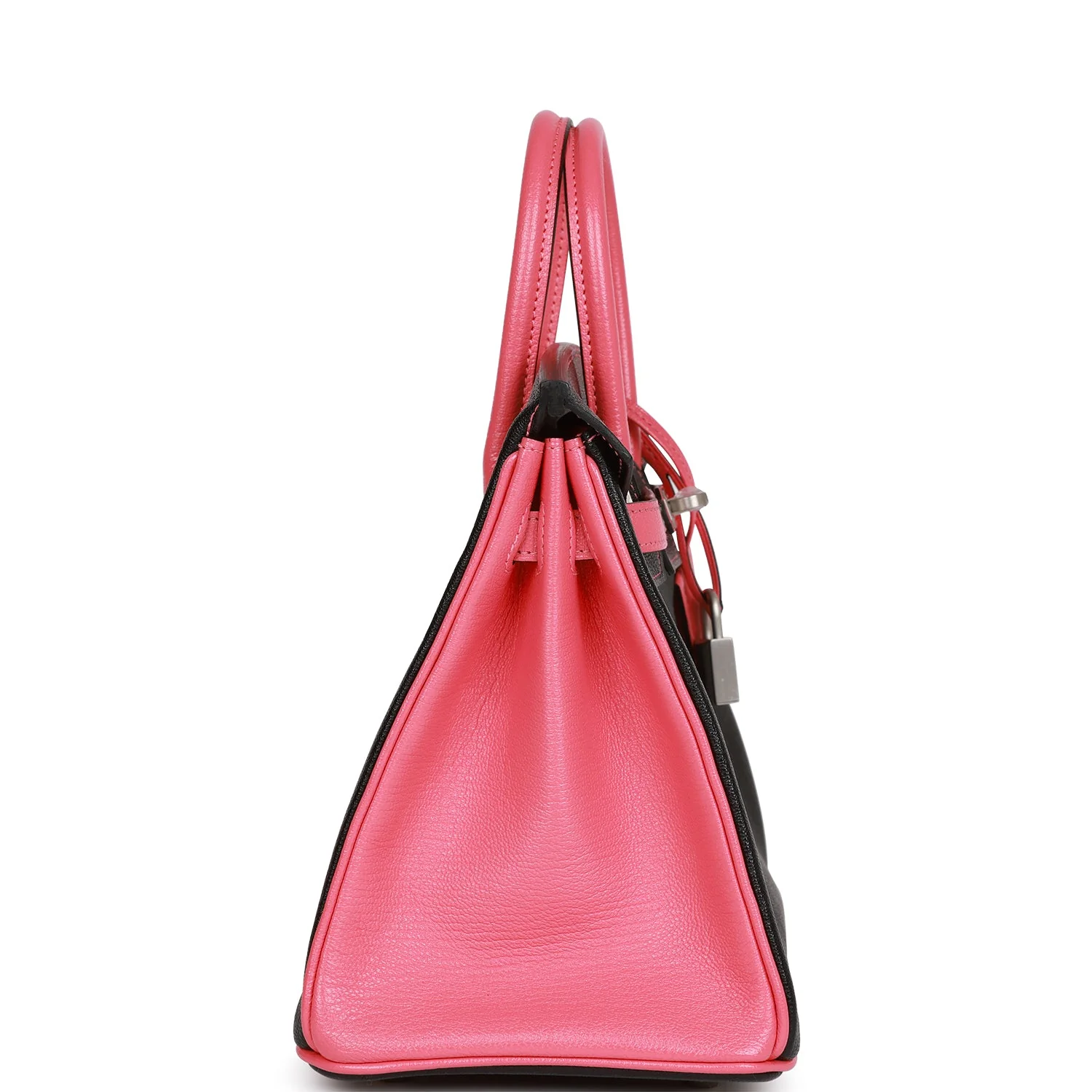 Replicate Hermes Special Order (HSS) Birkin 25 Black and Rose Azalee Chèvre Brushed Palladium Hardware(1:1 replica)