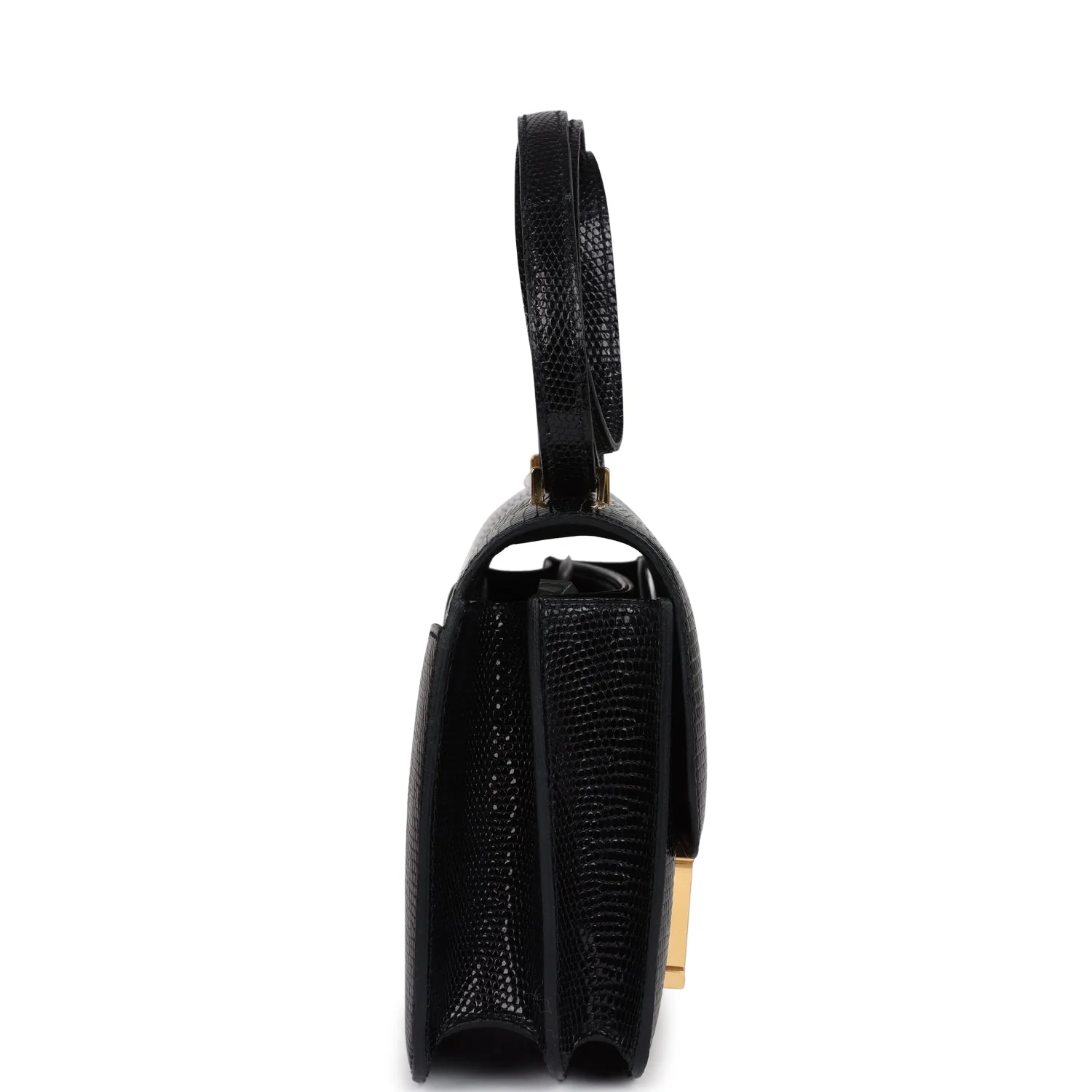 Replicate Hermes Constance 18 Black Varanus Niloticus Lizard Gold Hardware(1:1 replica)