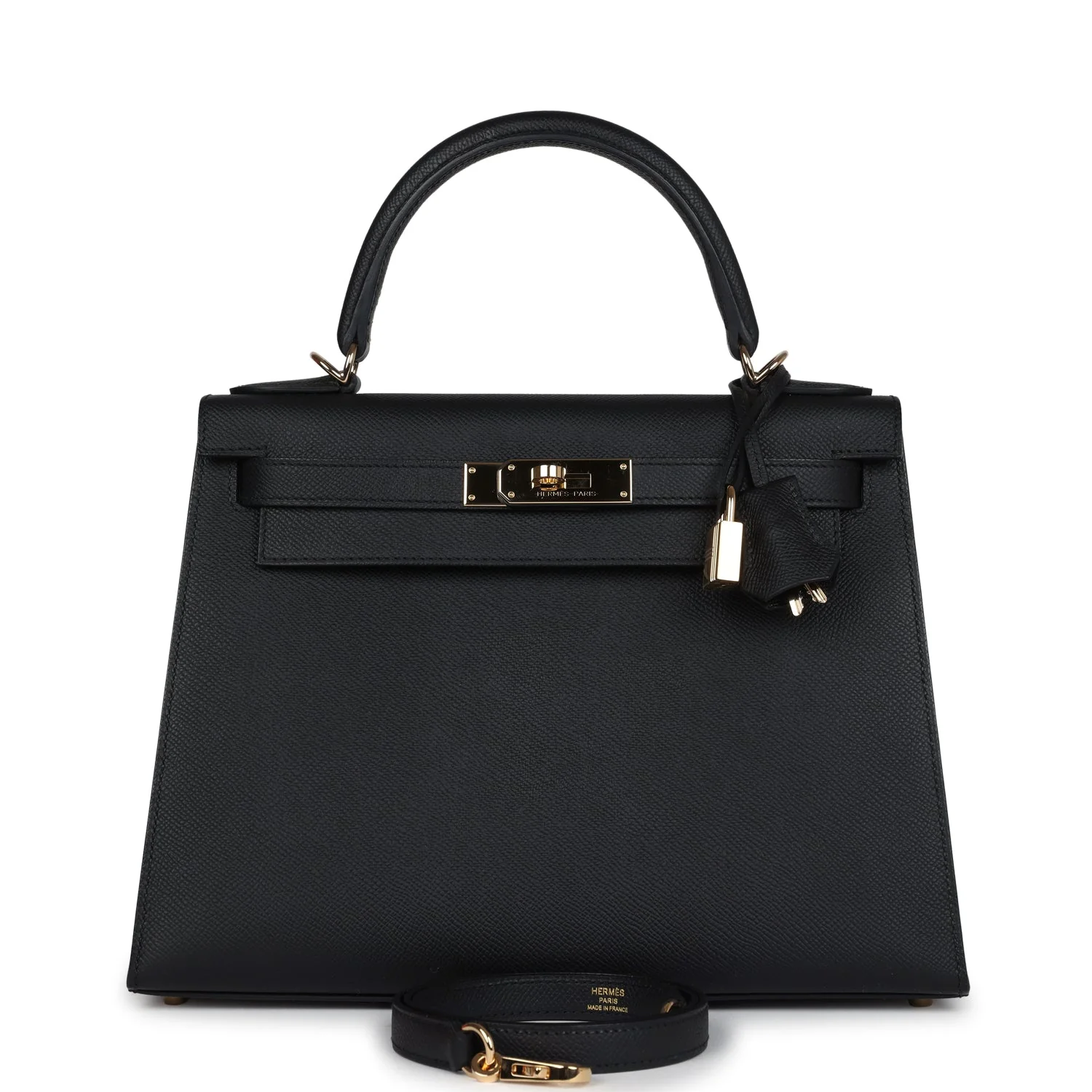Replicate Hermes Kelly Sellier 28 Black Epsom Permabrass Hardware(1:1 replica)