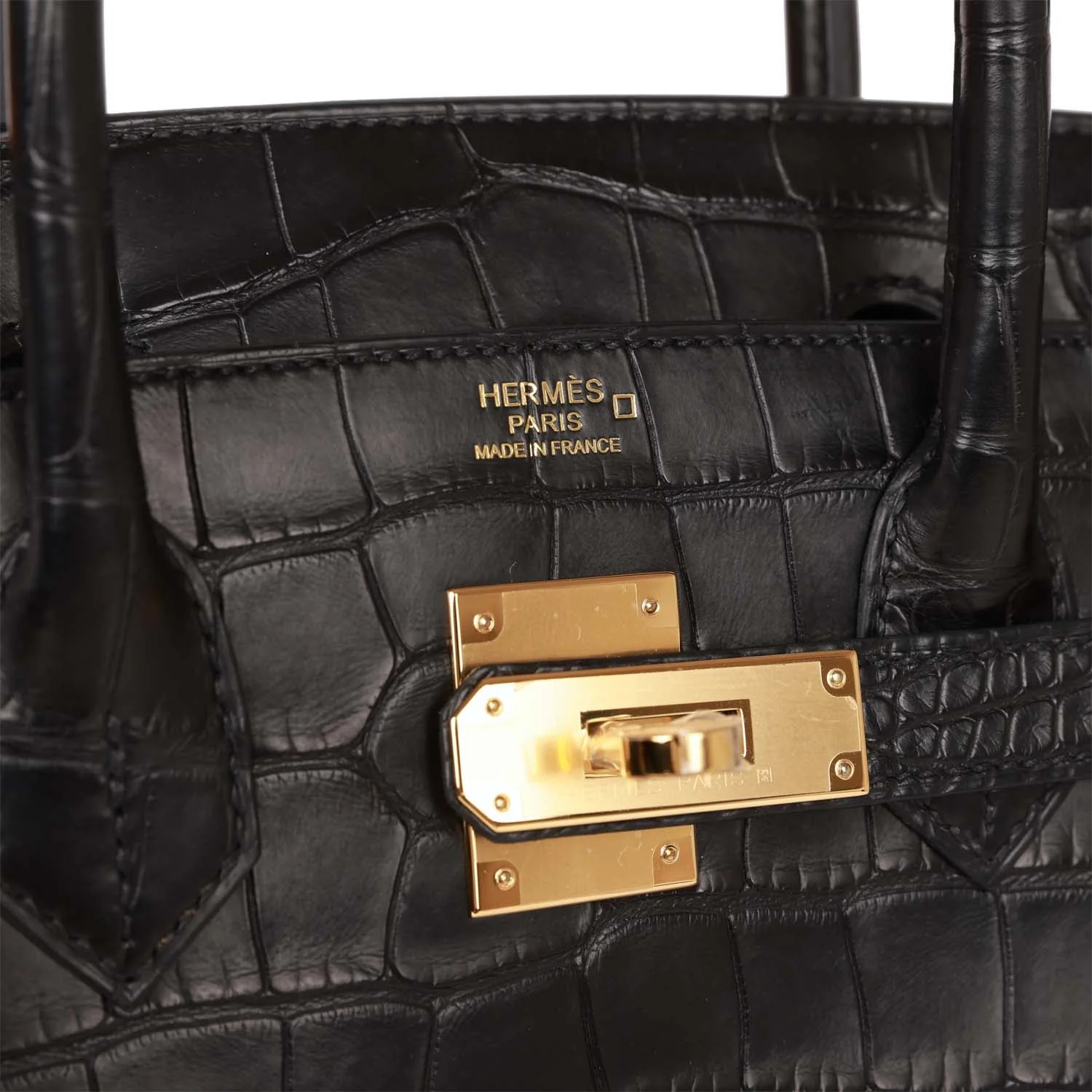 Replicate Hermes Birkin 30 Black Matte Alligator Gold Hardware(1:1 replica)