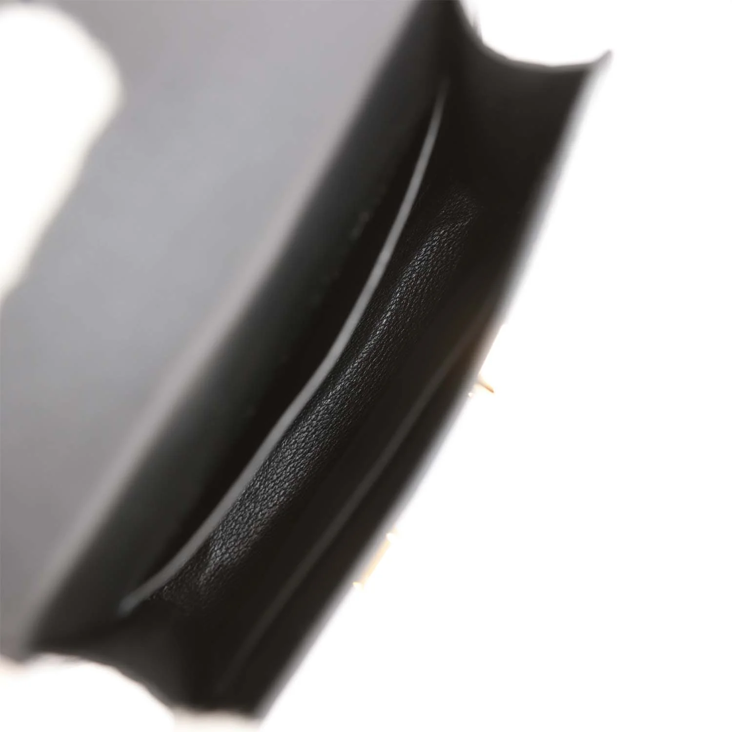 Replicate Hermes Constance Slim Wallet Shiny Black Alligator Gold Hardware(1:1 replica)