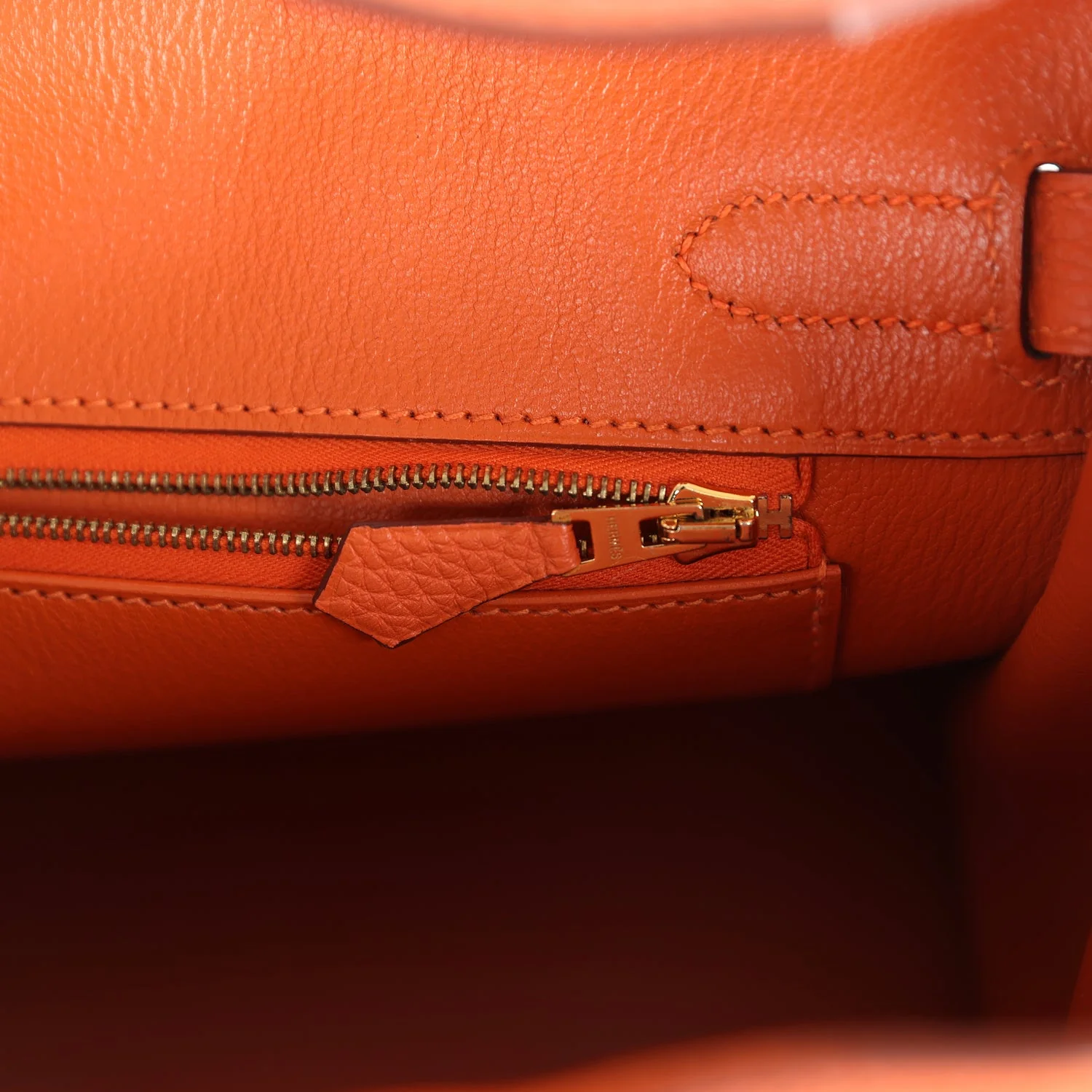 Replicate Hermes Birkin 30 Orange Togo Gold Hardware(1:1 replica)