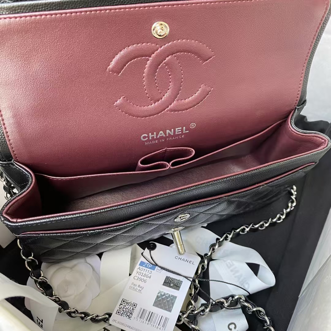 Replicate Chanel Small Classic Handbag Caviar Silver Hardware(1:1 replica)