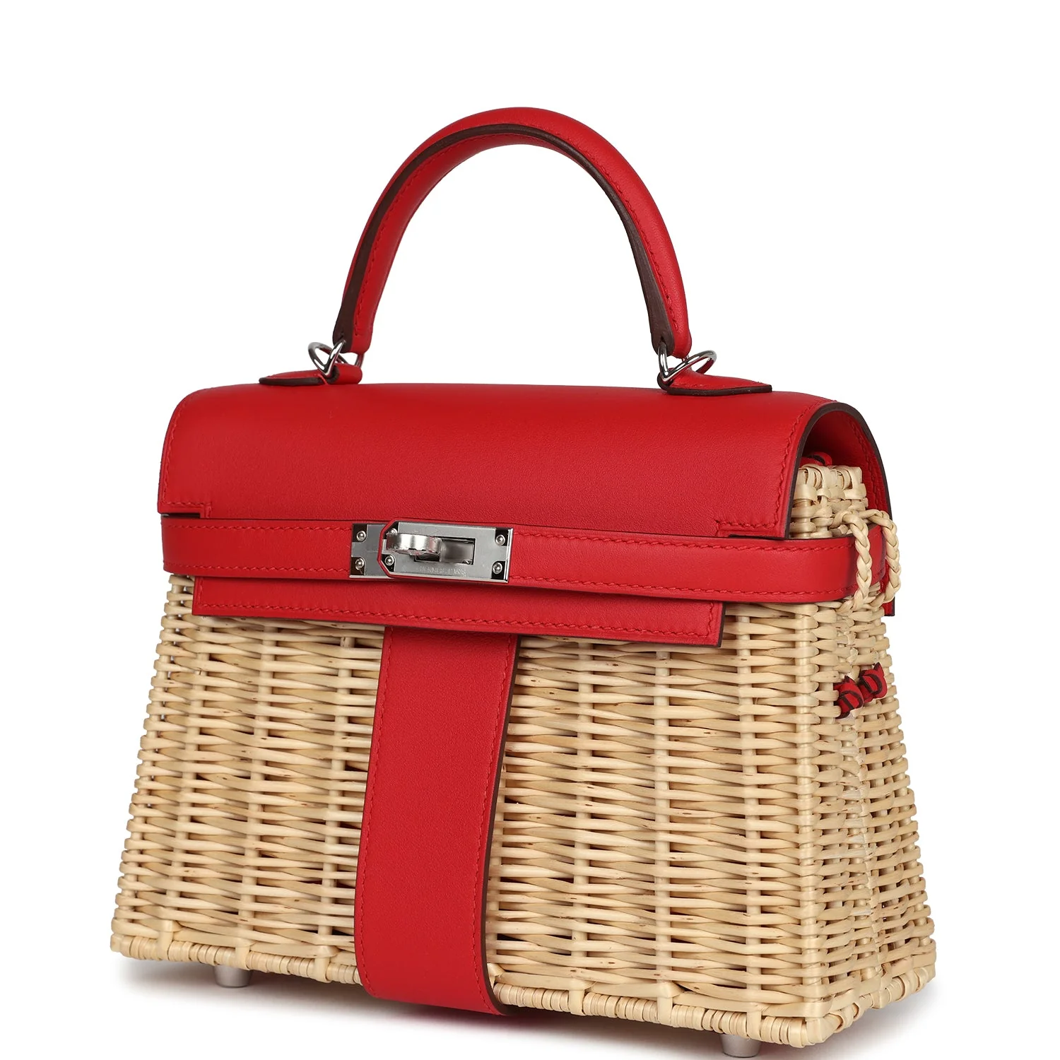 Replicate Hermes Mini Picnic Kelly 20 Rouge De Coeur Swift Palladium Hardware(1:1 replica)